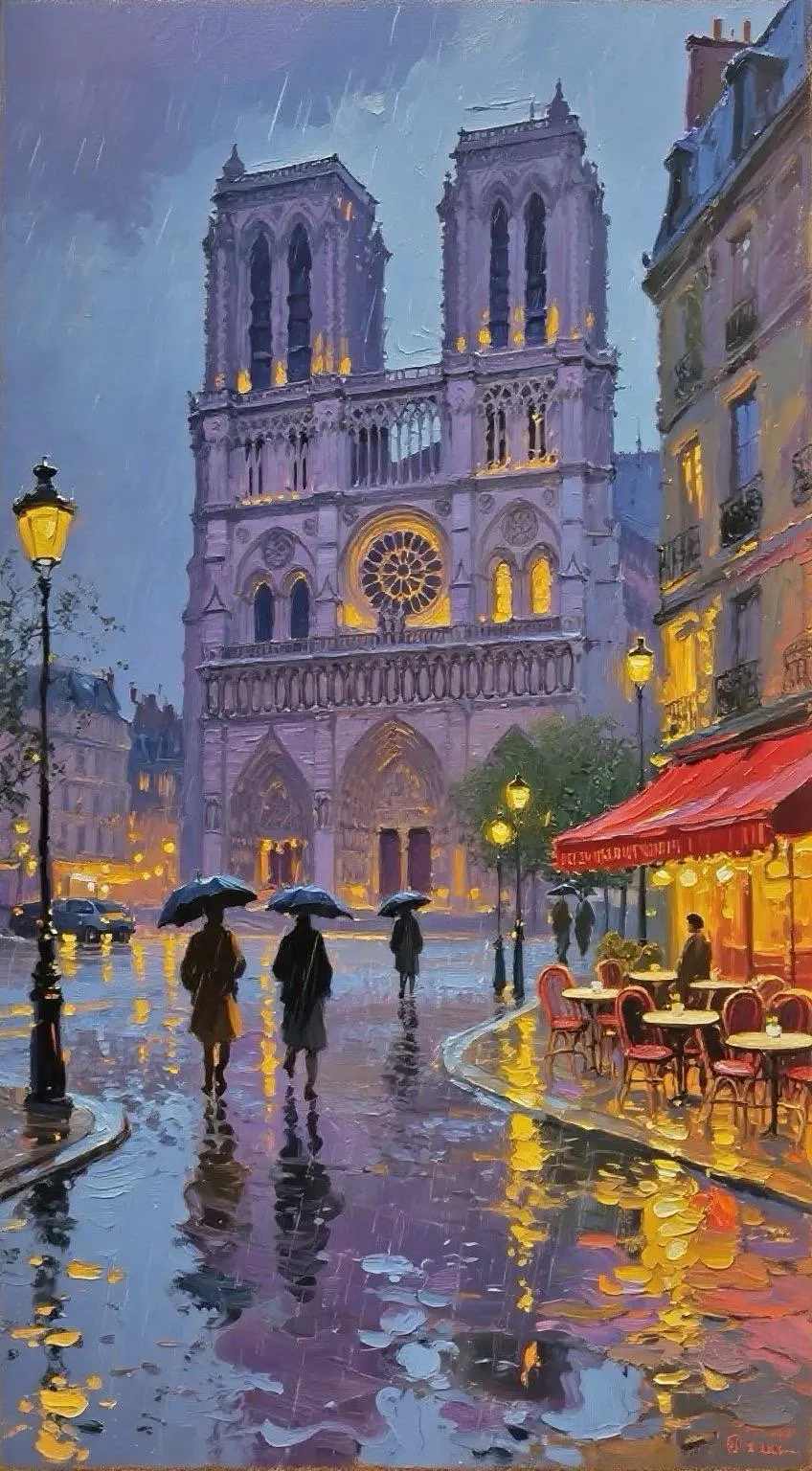 Notre-Dame Street in the Rain — Oil on canvas