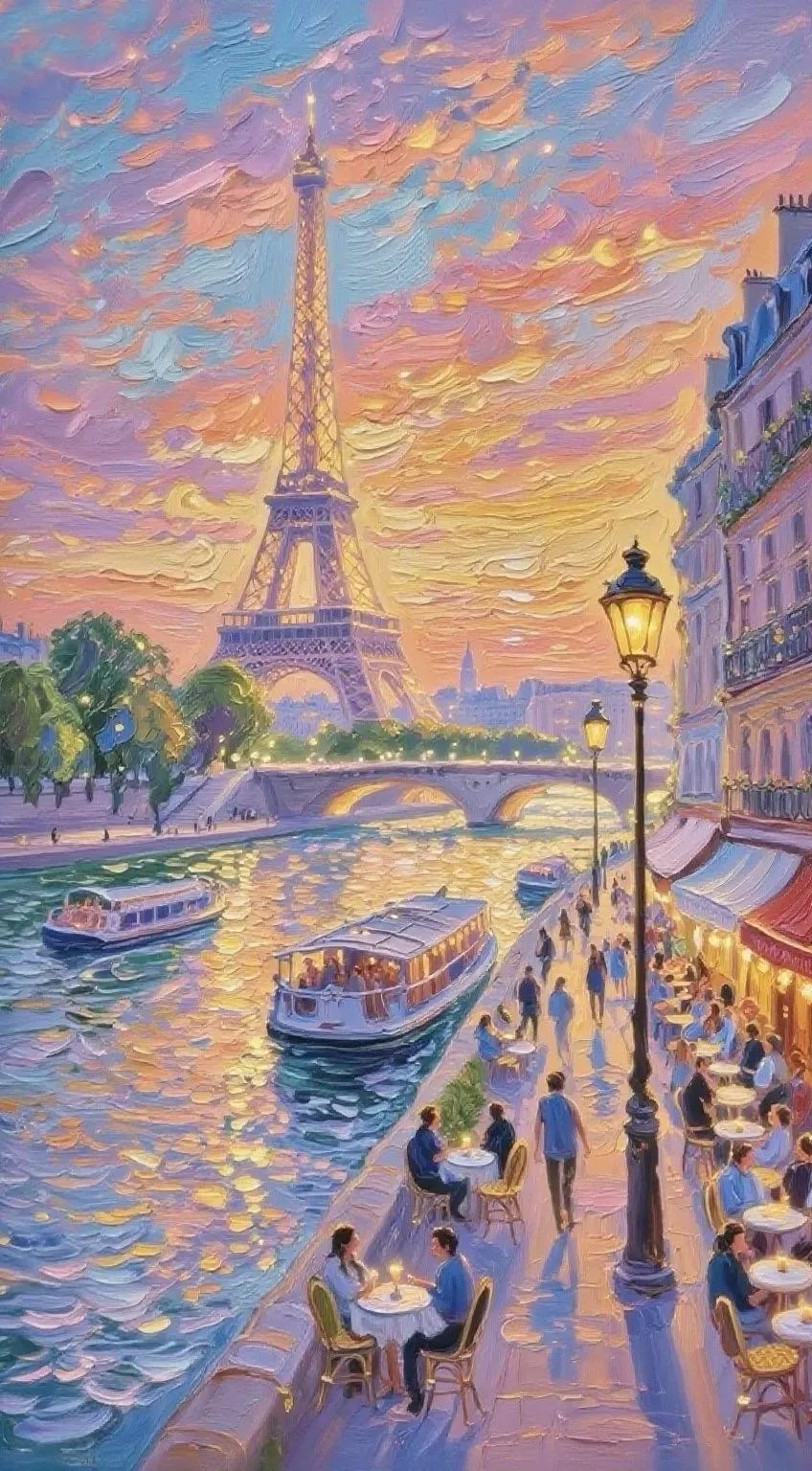 Riverside at Dusk — Oil on canvas