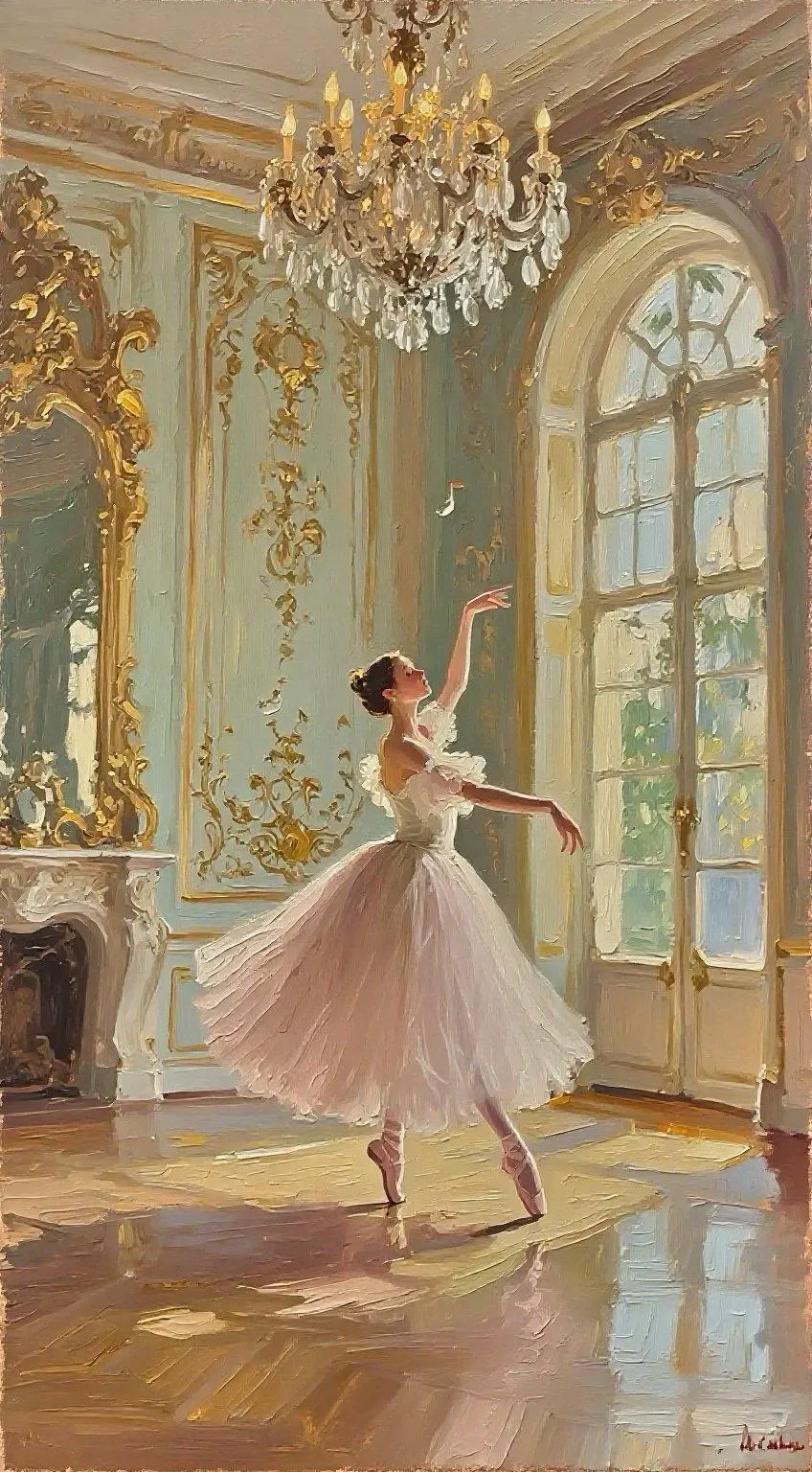 Ballet under the Chandelier — Oil on canvas