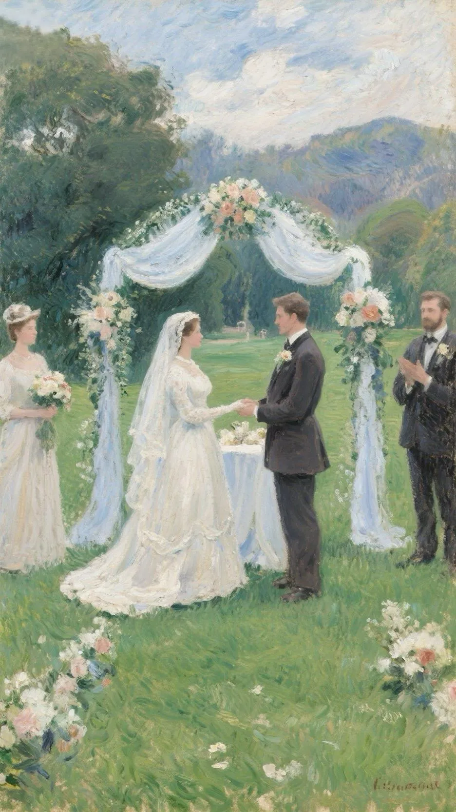 Vows on the Lawn — Oil on canvas