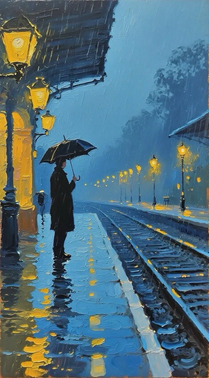 伞下孤影 — Oil on canvas