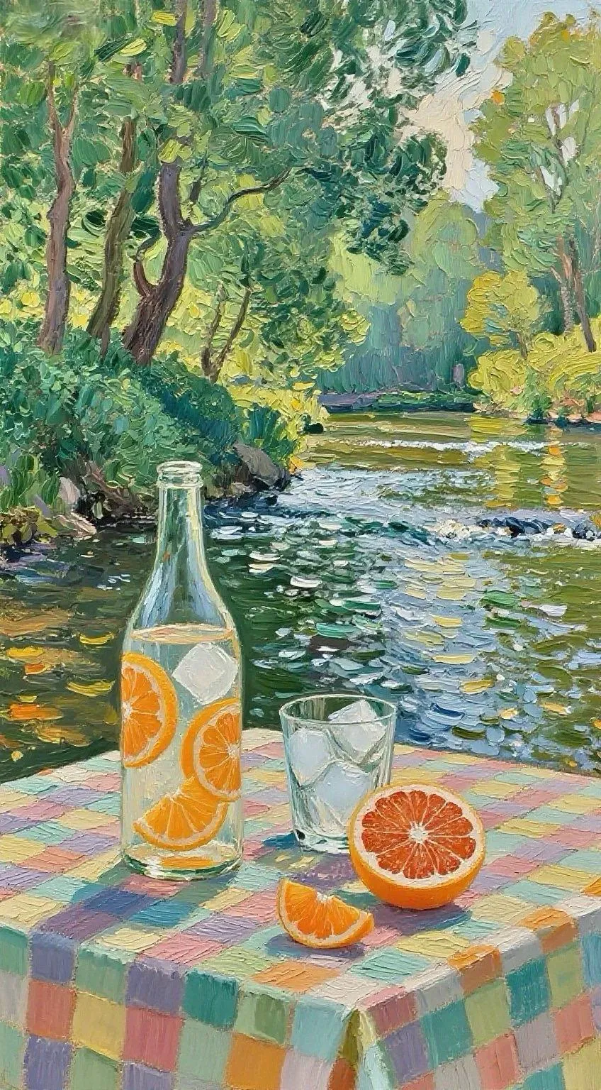 河畔橙光 — Oil on canvas