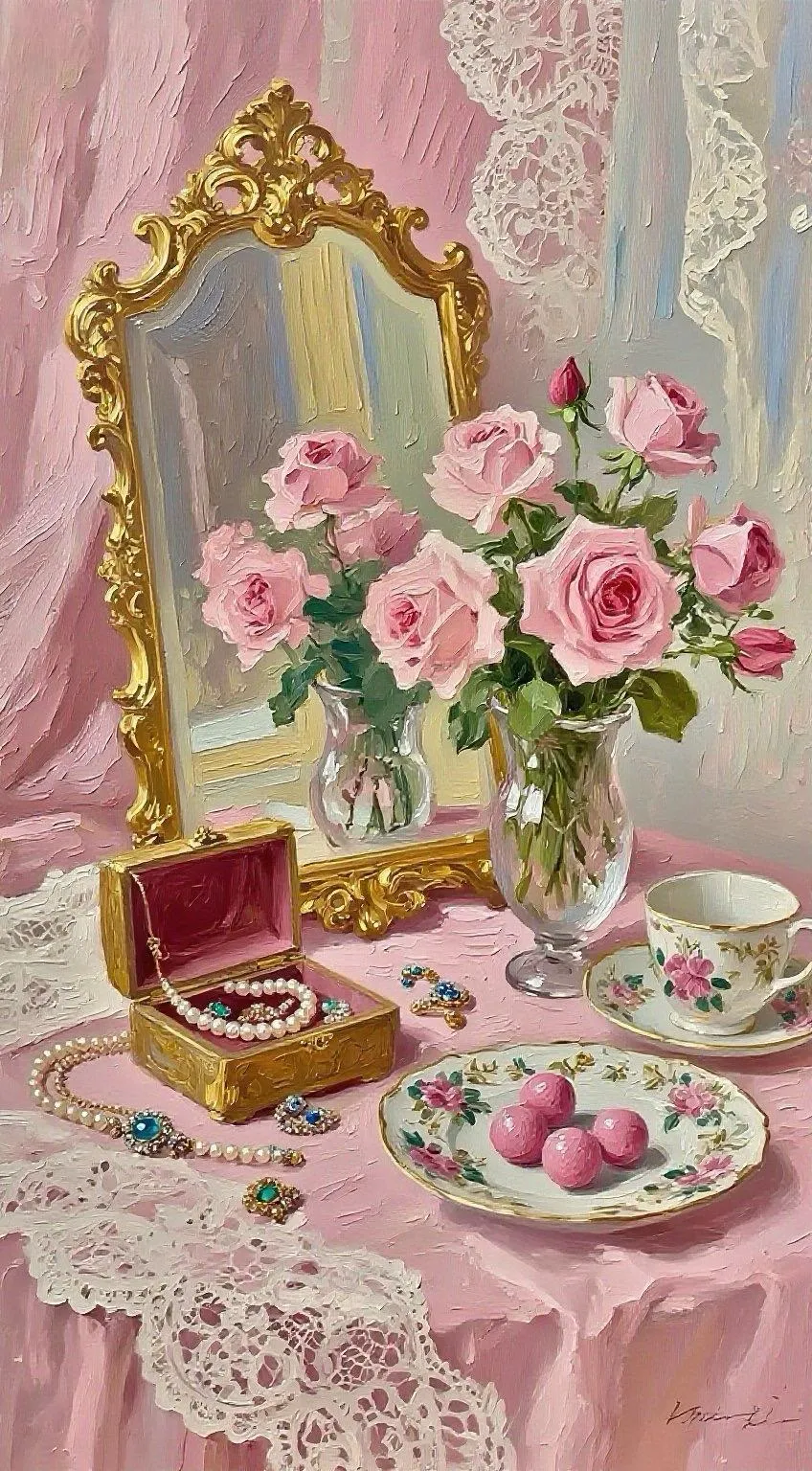 粉韵镜香 — Oil on canvas