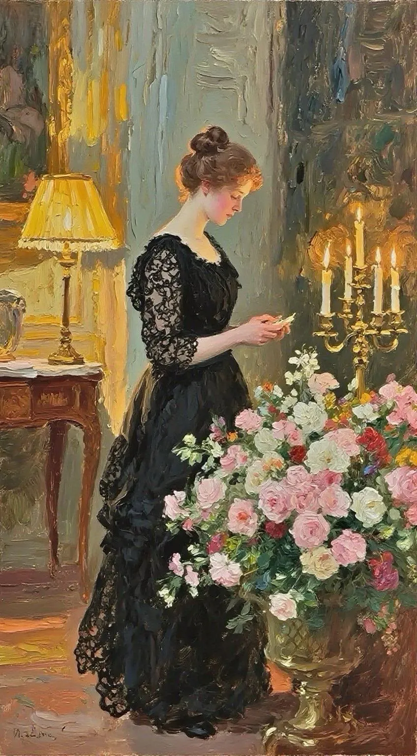 烛影花旁 — Oil on canvas