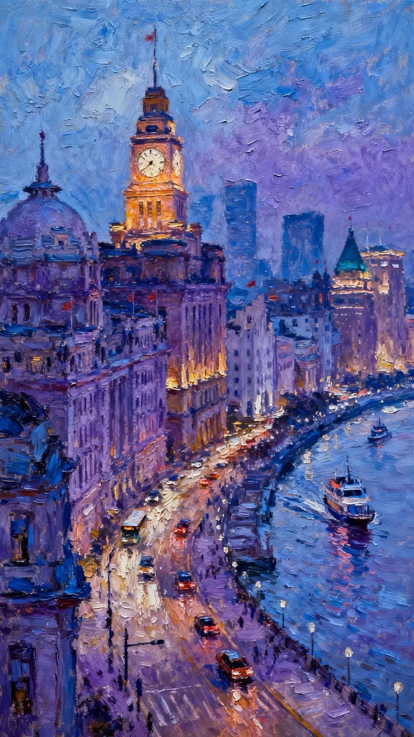 外滩夜色 — Oil on canvas