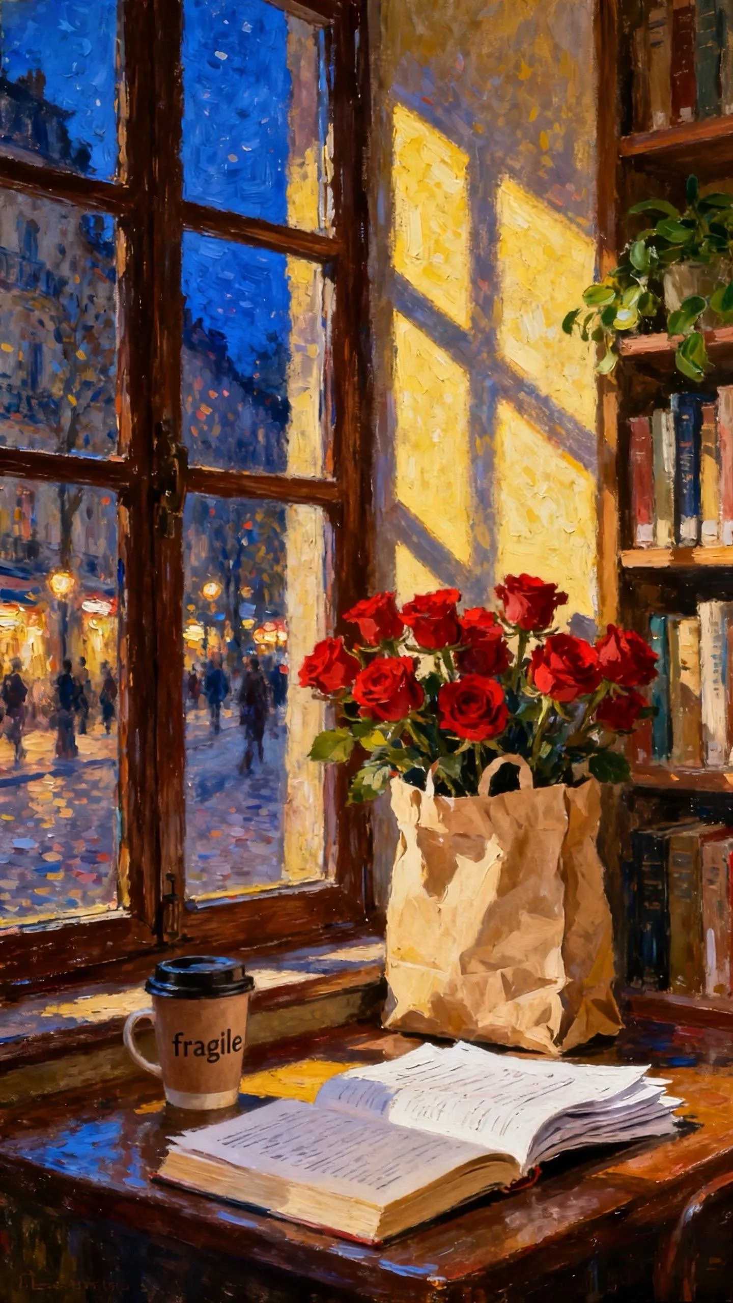 窗边夜读 — Oil on canvas