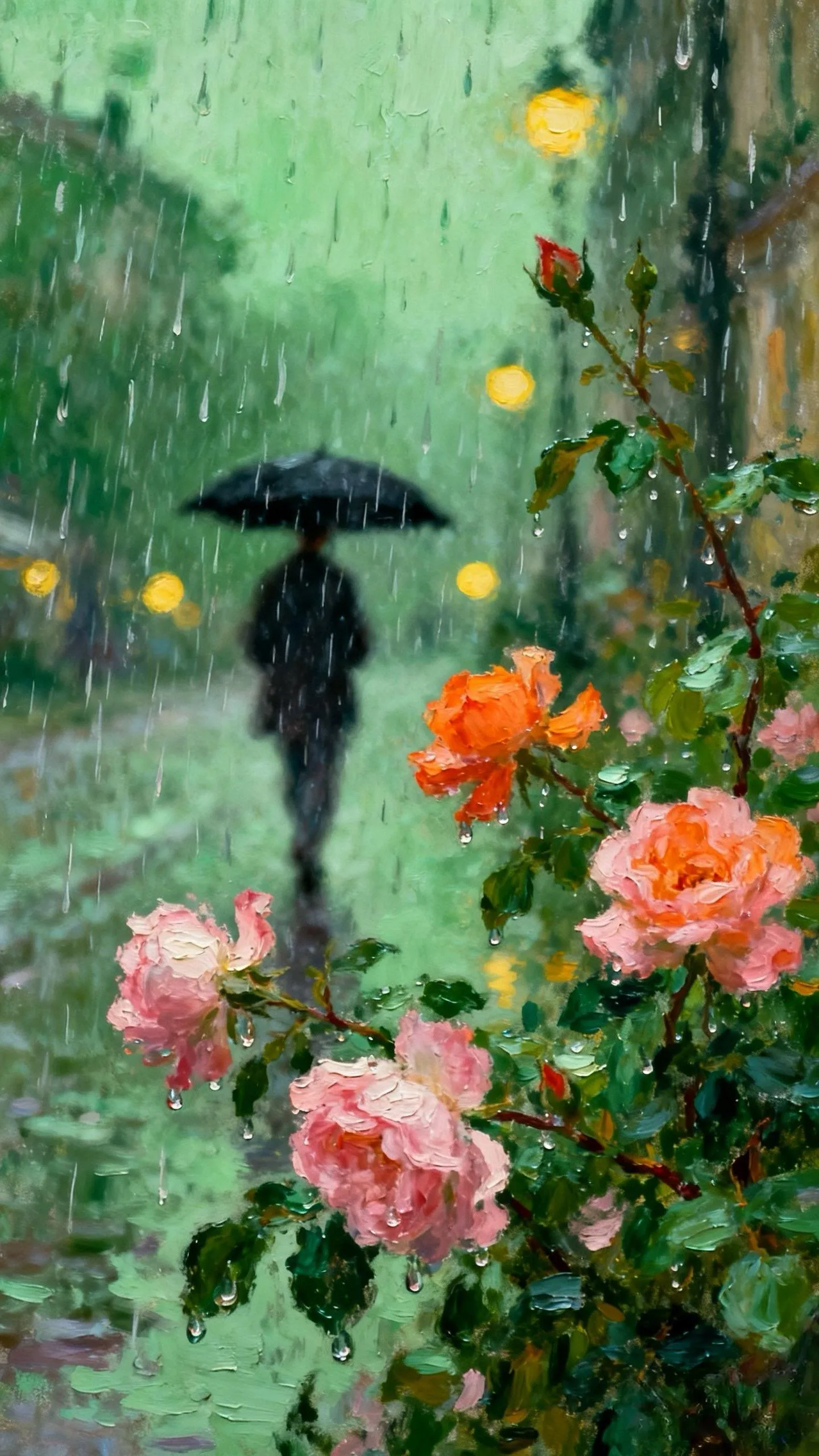 雨巷花事 — Oil on canvas