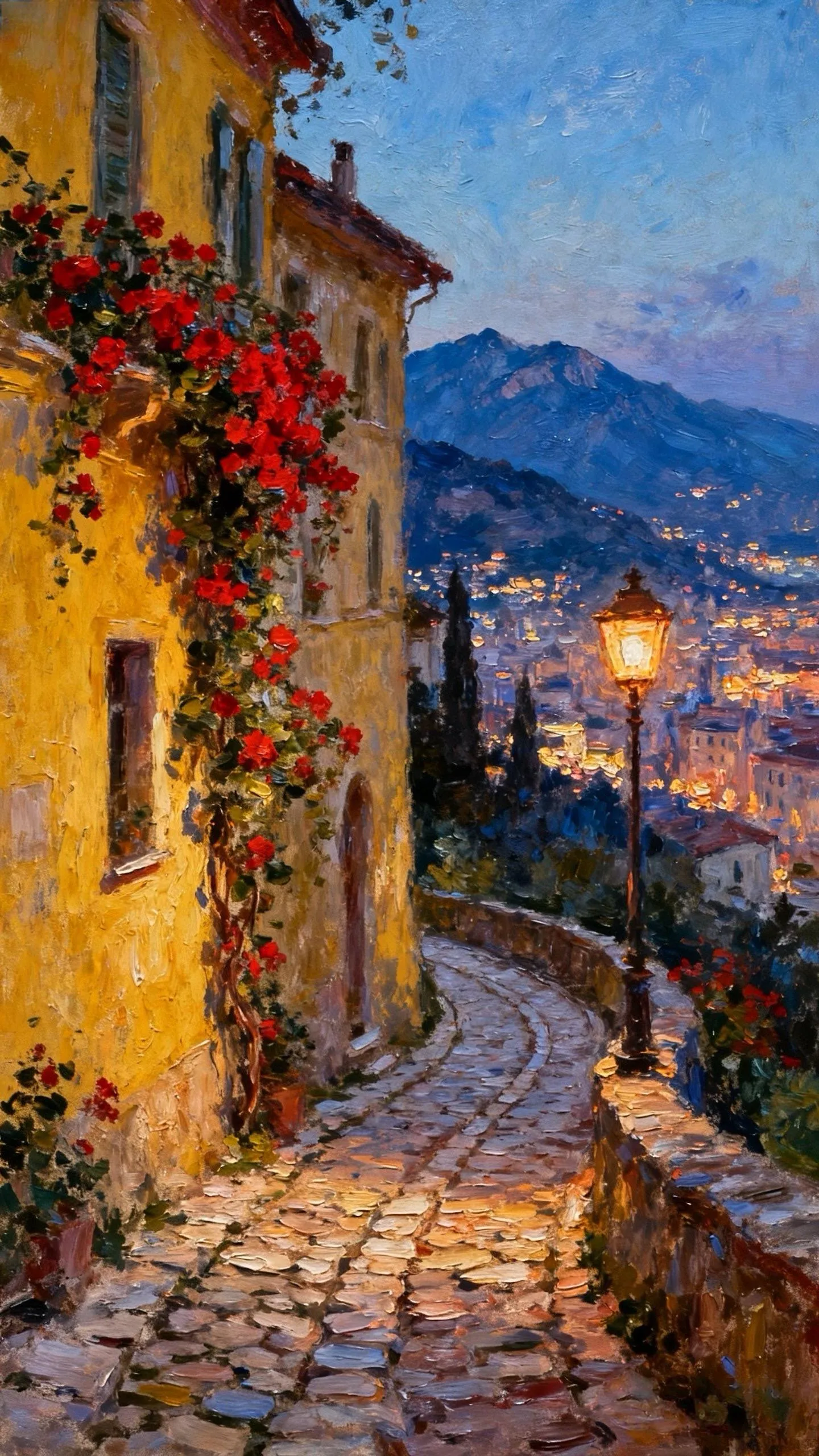 花巷灯影 — Oil on canvas