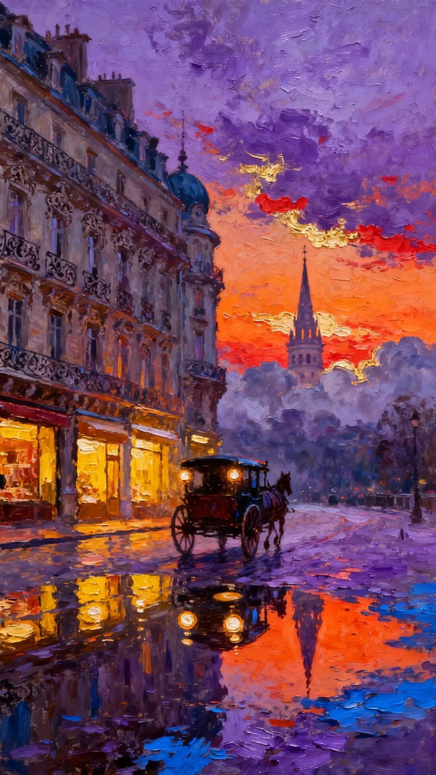 暮色车影 — Oil on canvas