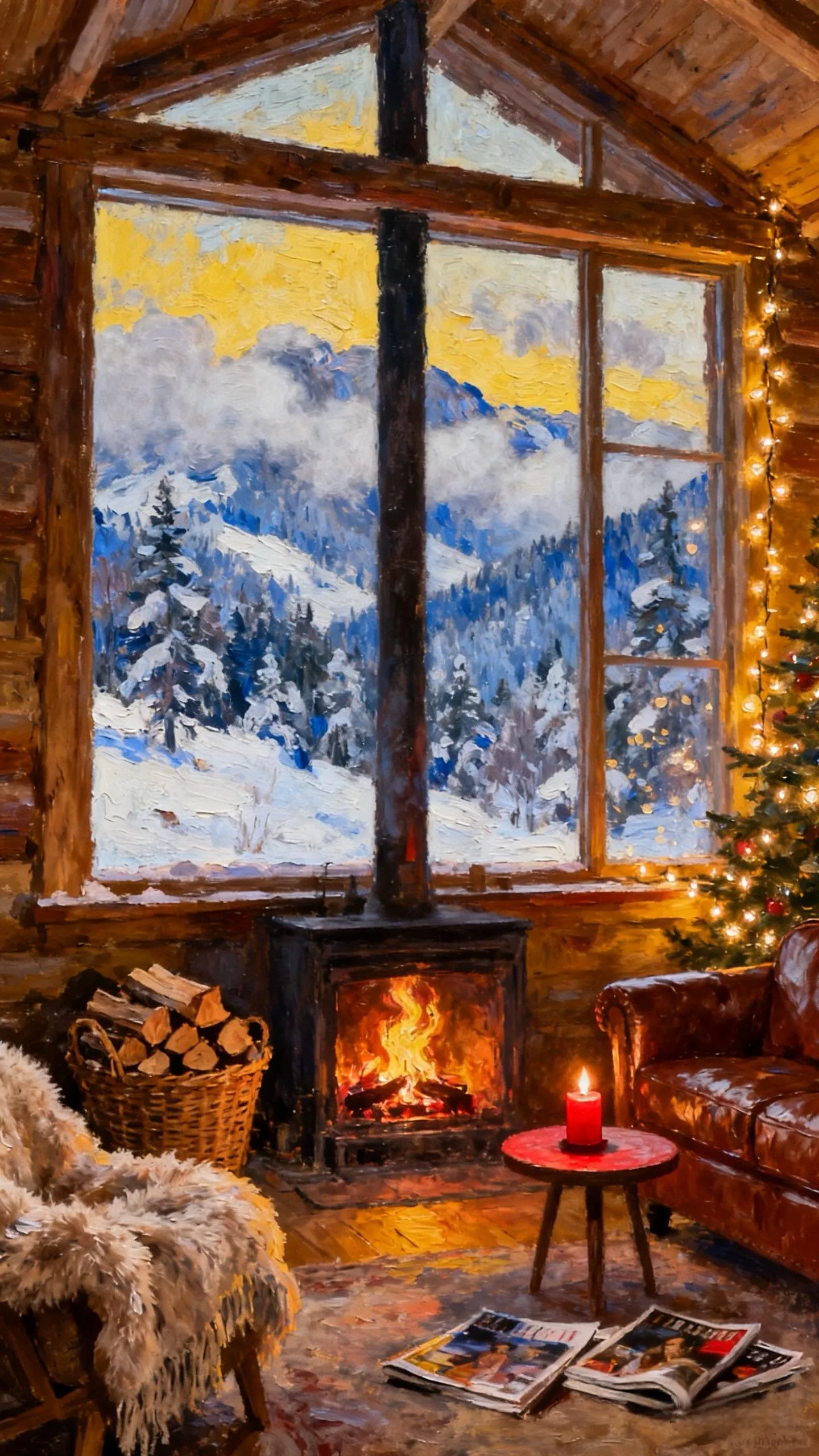 雪屋的壁炉诗 — Oil on canvas