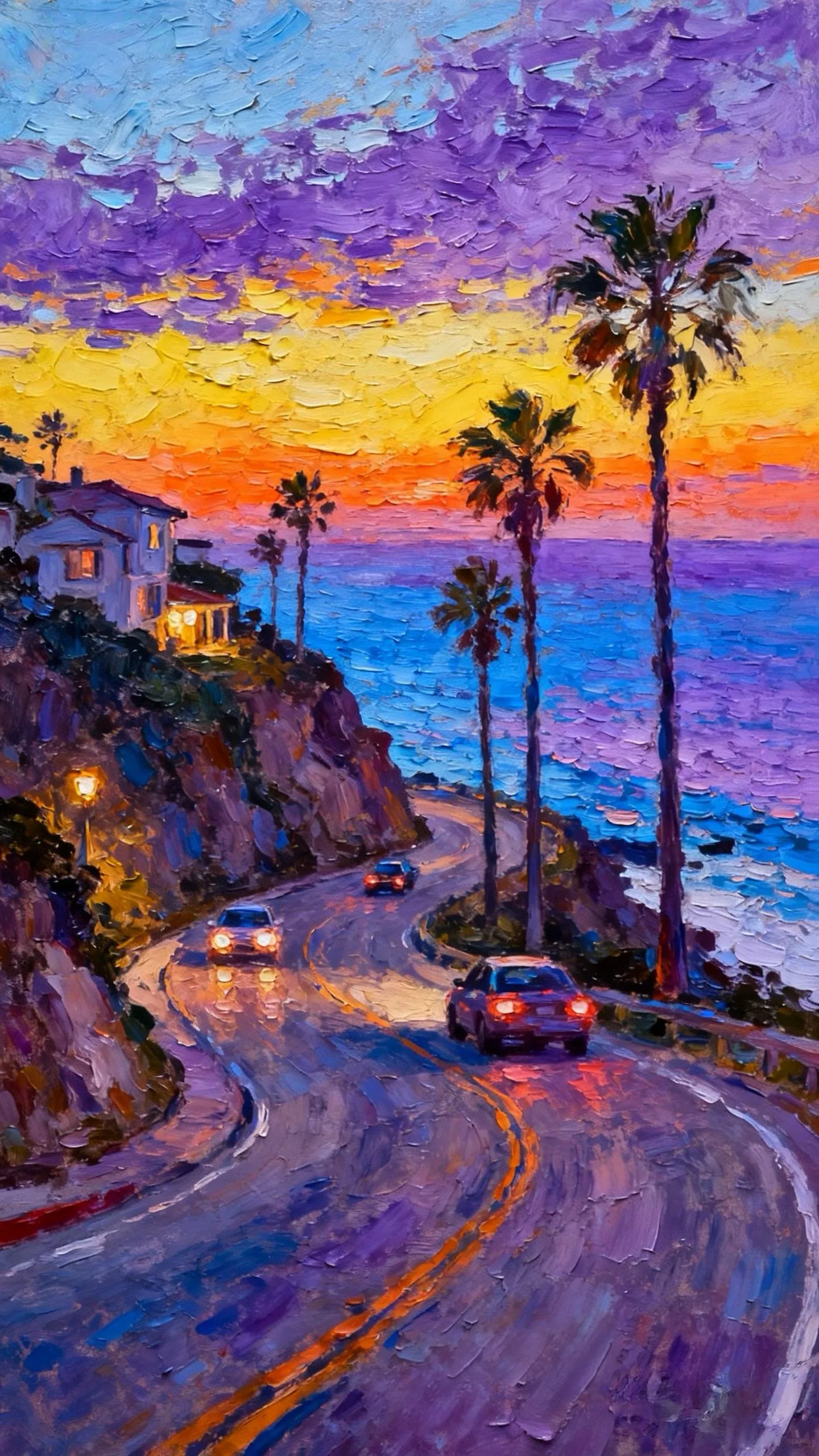 海岸公路的暮色狂想 — Oil on canvas