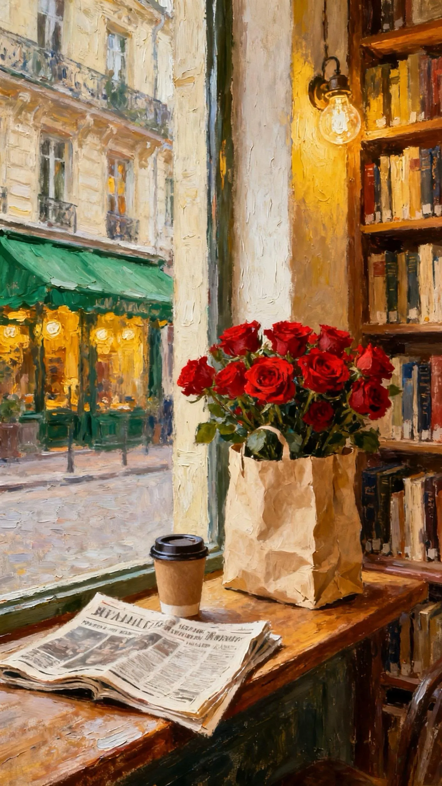 街角书吧 — Oil on canvas