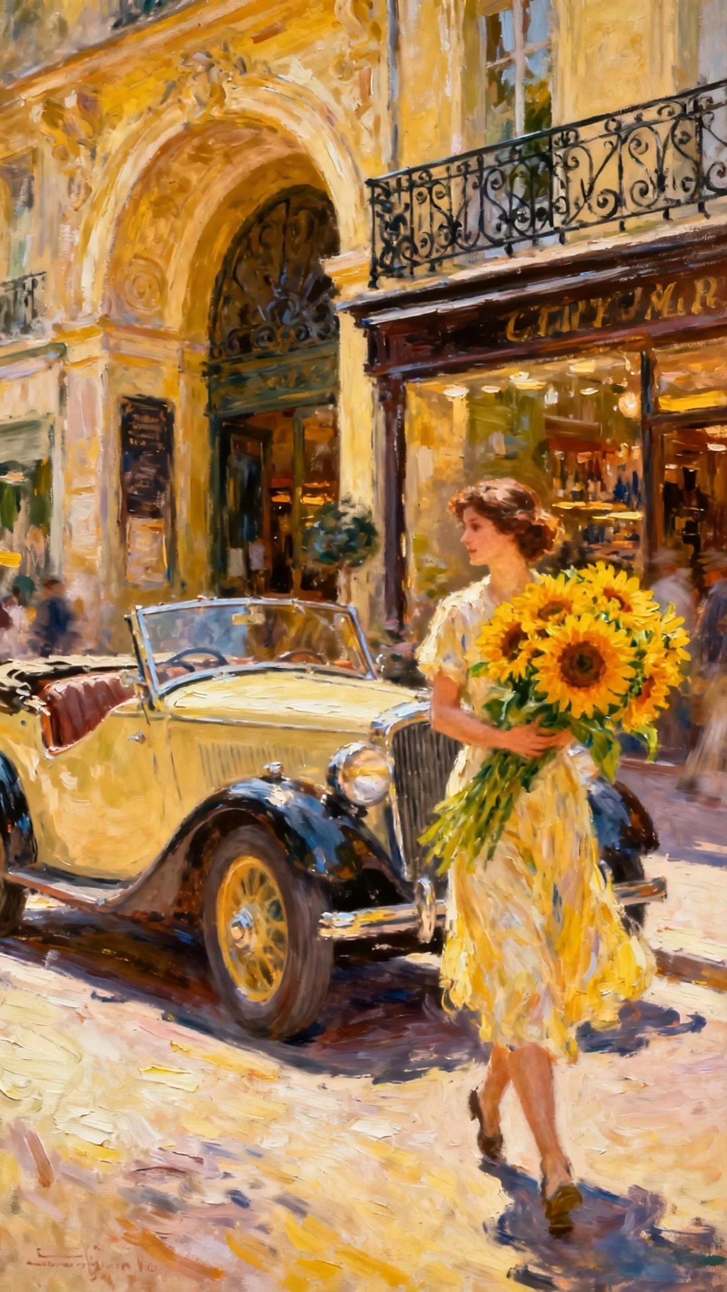 街畔的向日葵与旧梦 — Oil on canvas