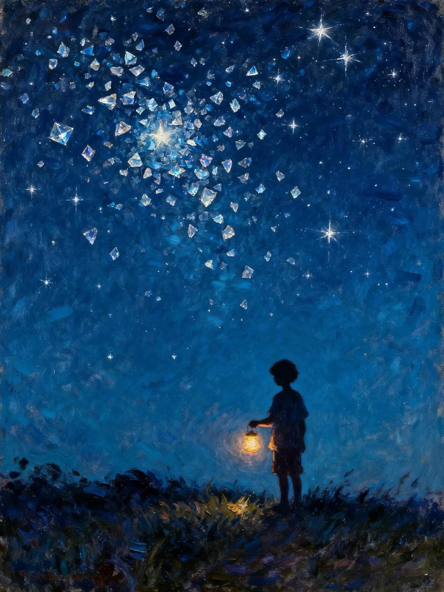 星穹下的灯语者 — Oil on canvas