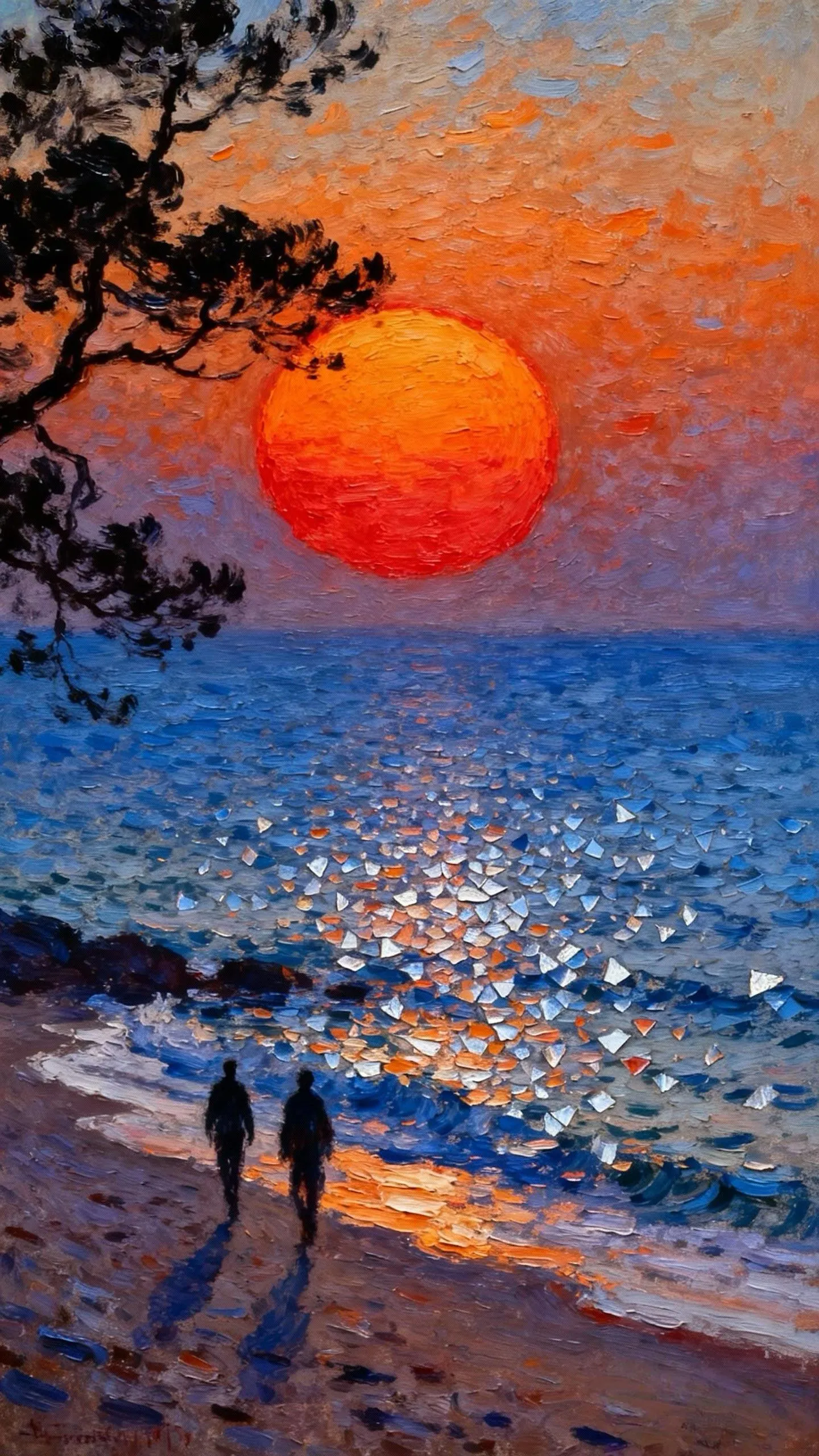 双影逐辉的海之诗 — Oil on canvas