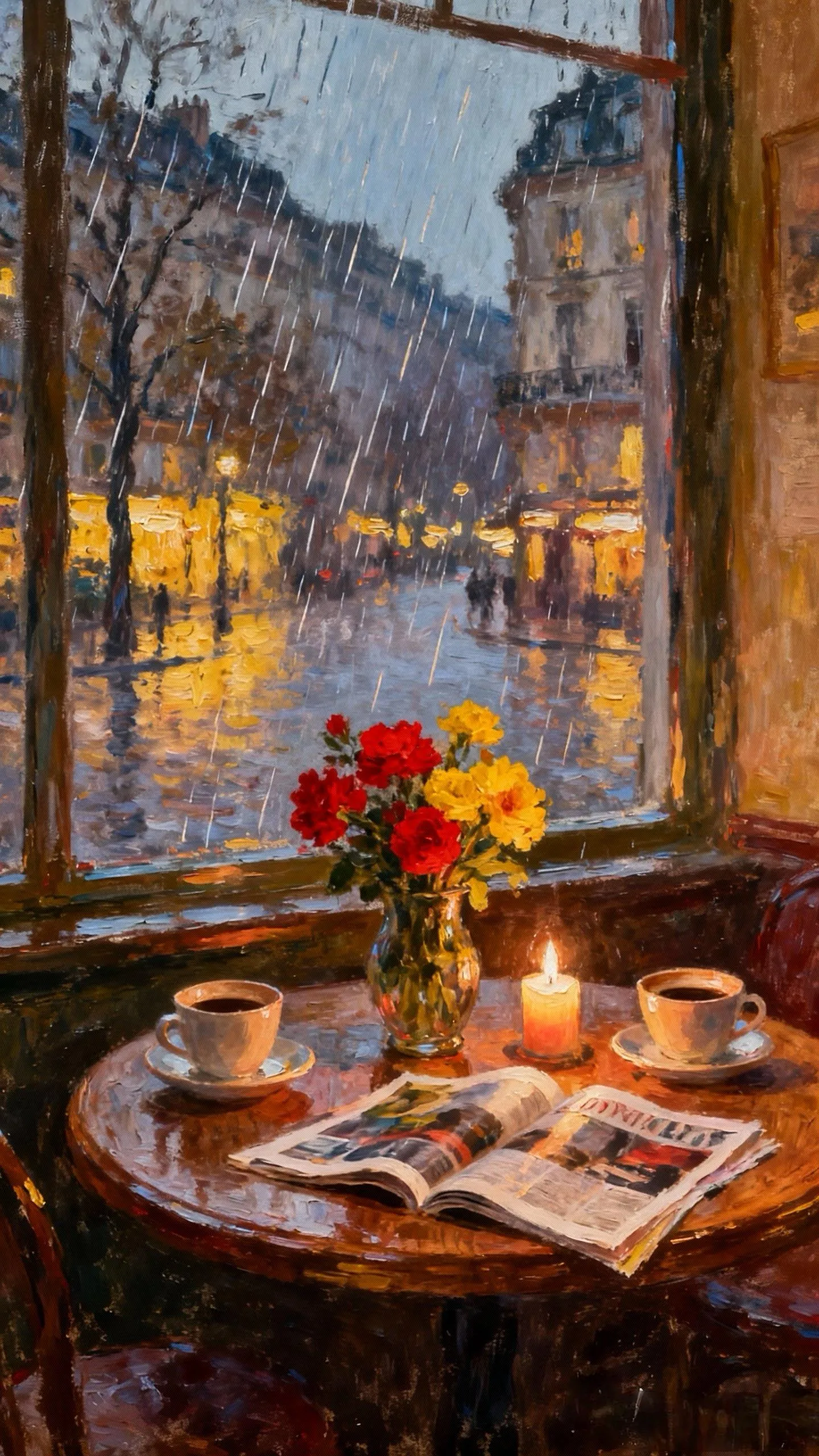 雨窗烛影 — Oil on canvas