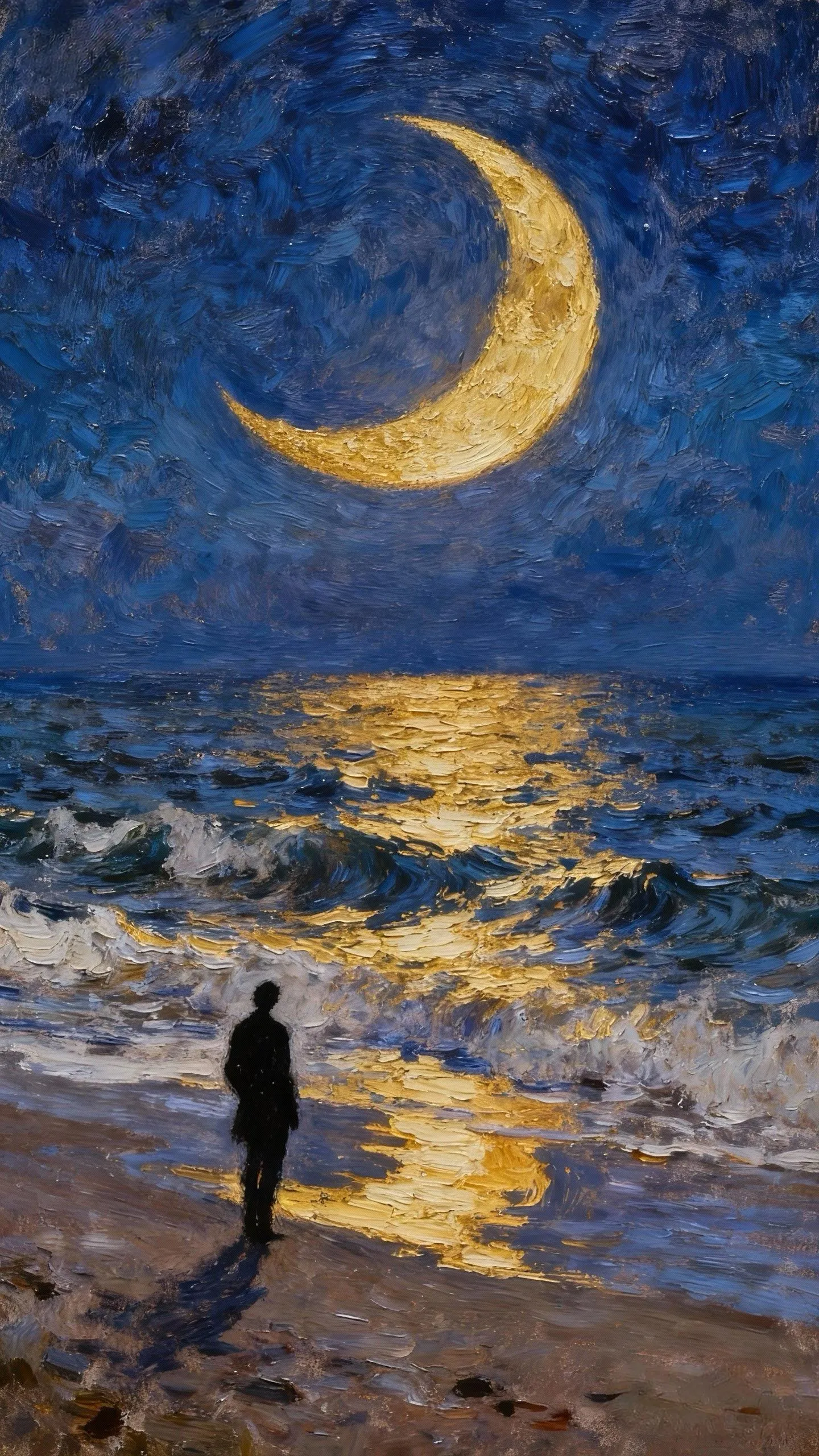 月潮里的独行者 — Oil on canvas