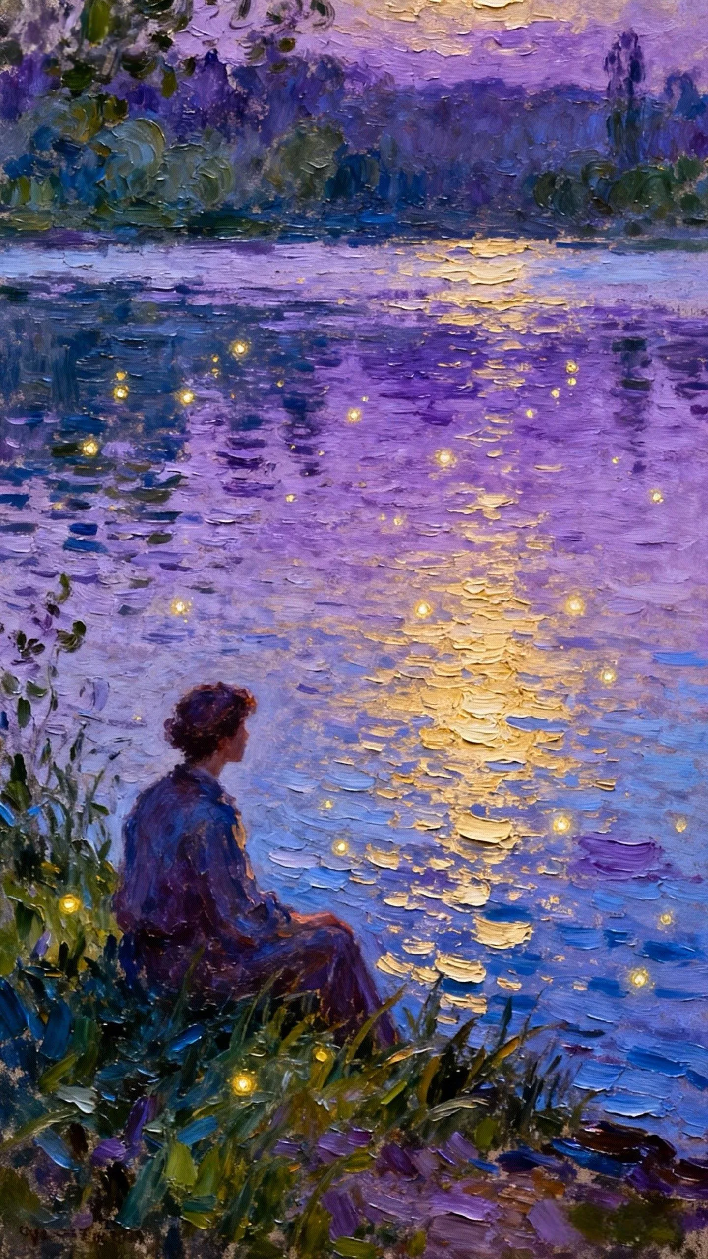 紫湖的萤光私语 — Oil on canvas