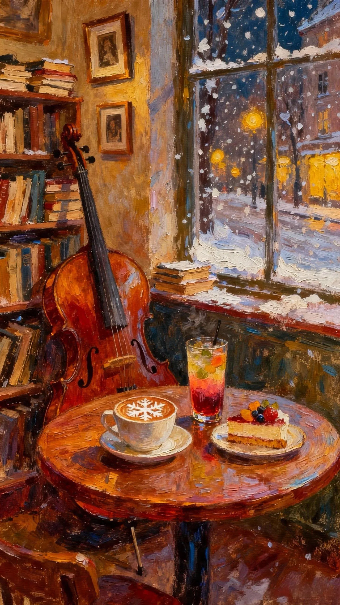 雪夜琴音与甜香 — Oil on canvas