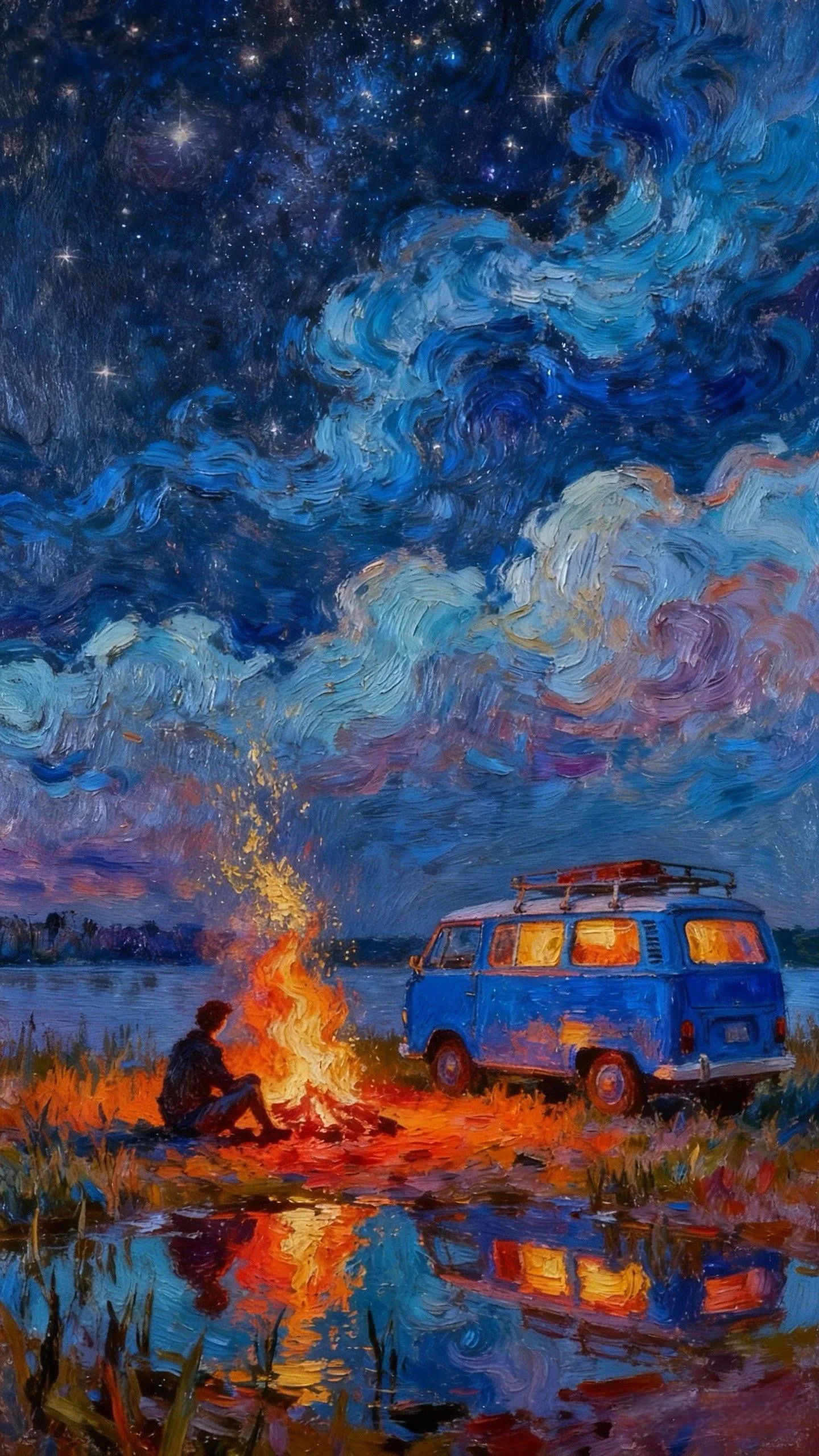野营的梵高夜 — Oil on canvas