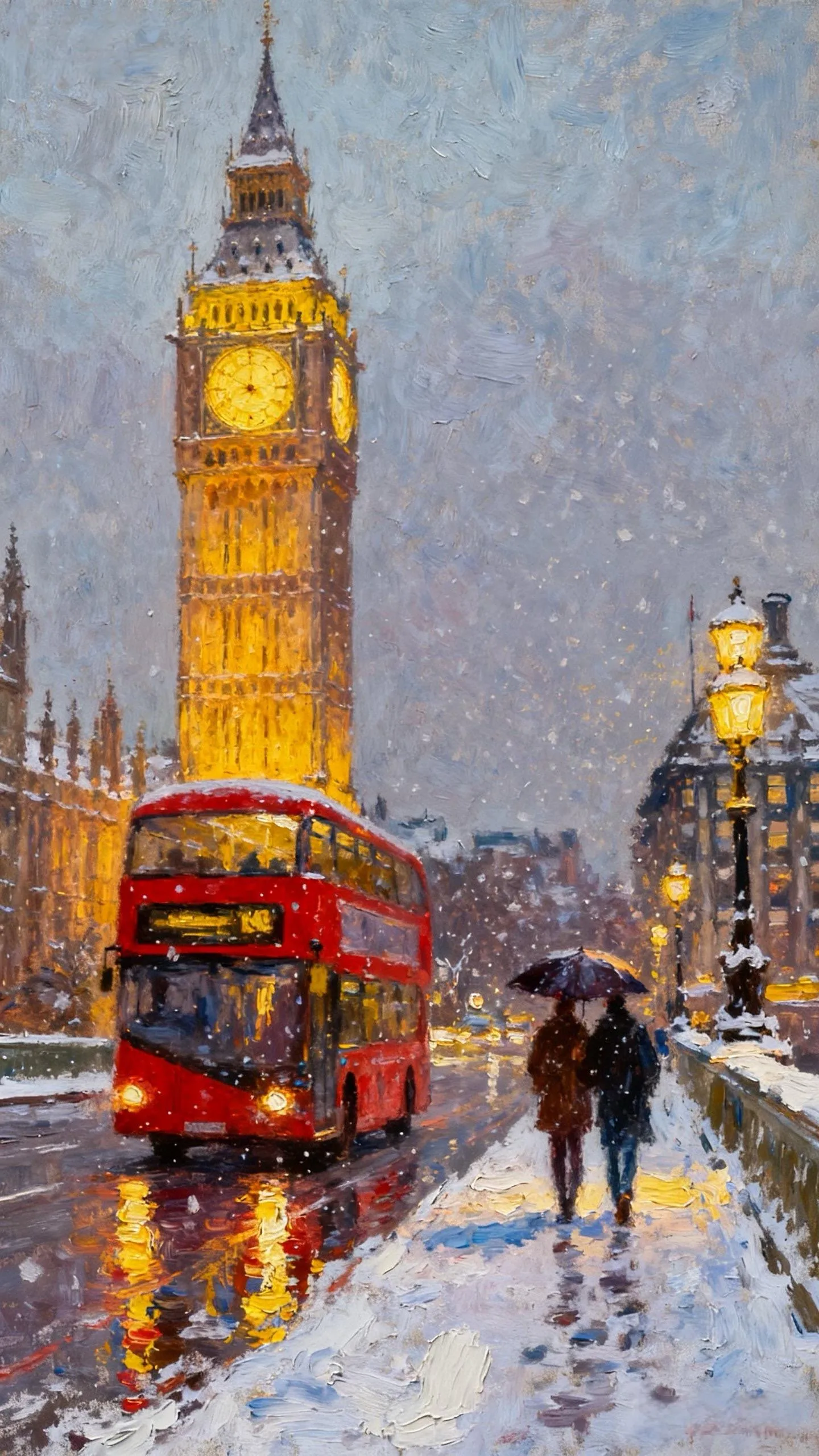 雪都暖途 — Oil on canvas