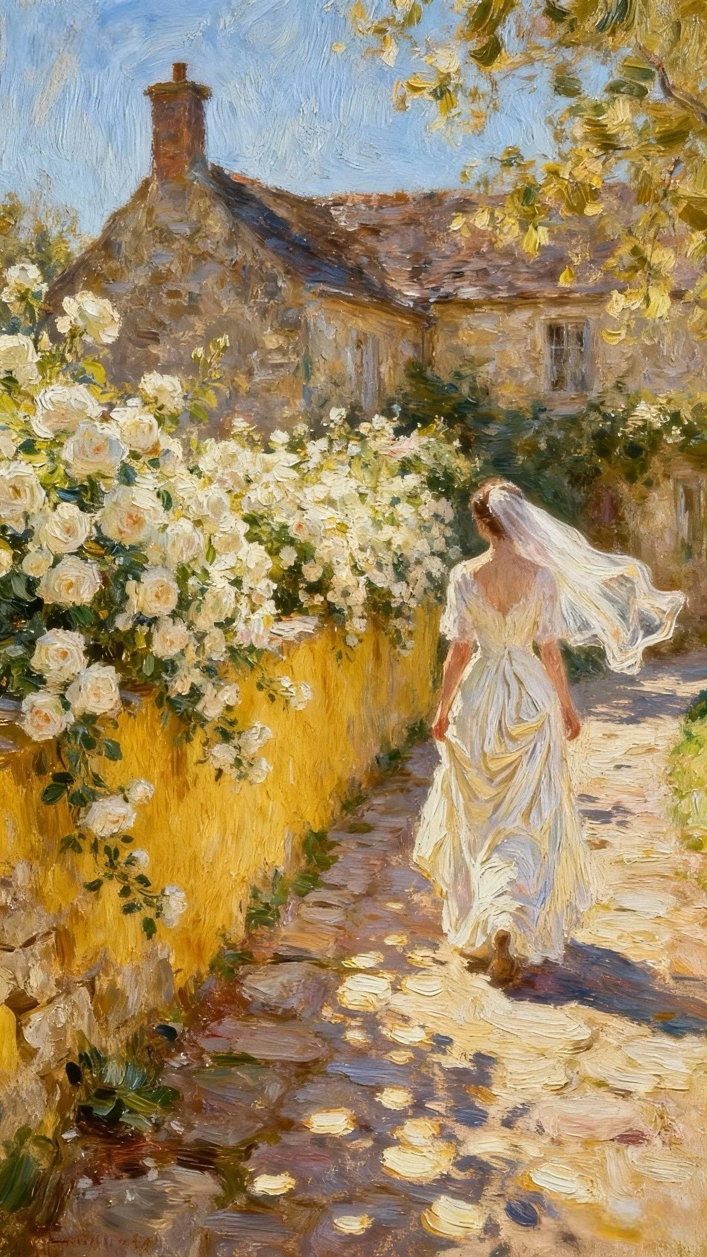 白裙与蔷薇 — Oil on canvas