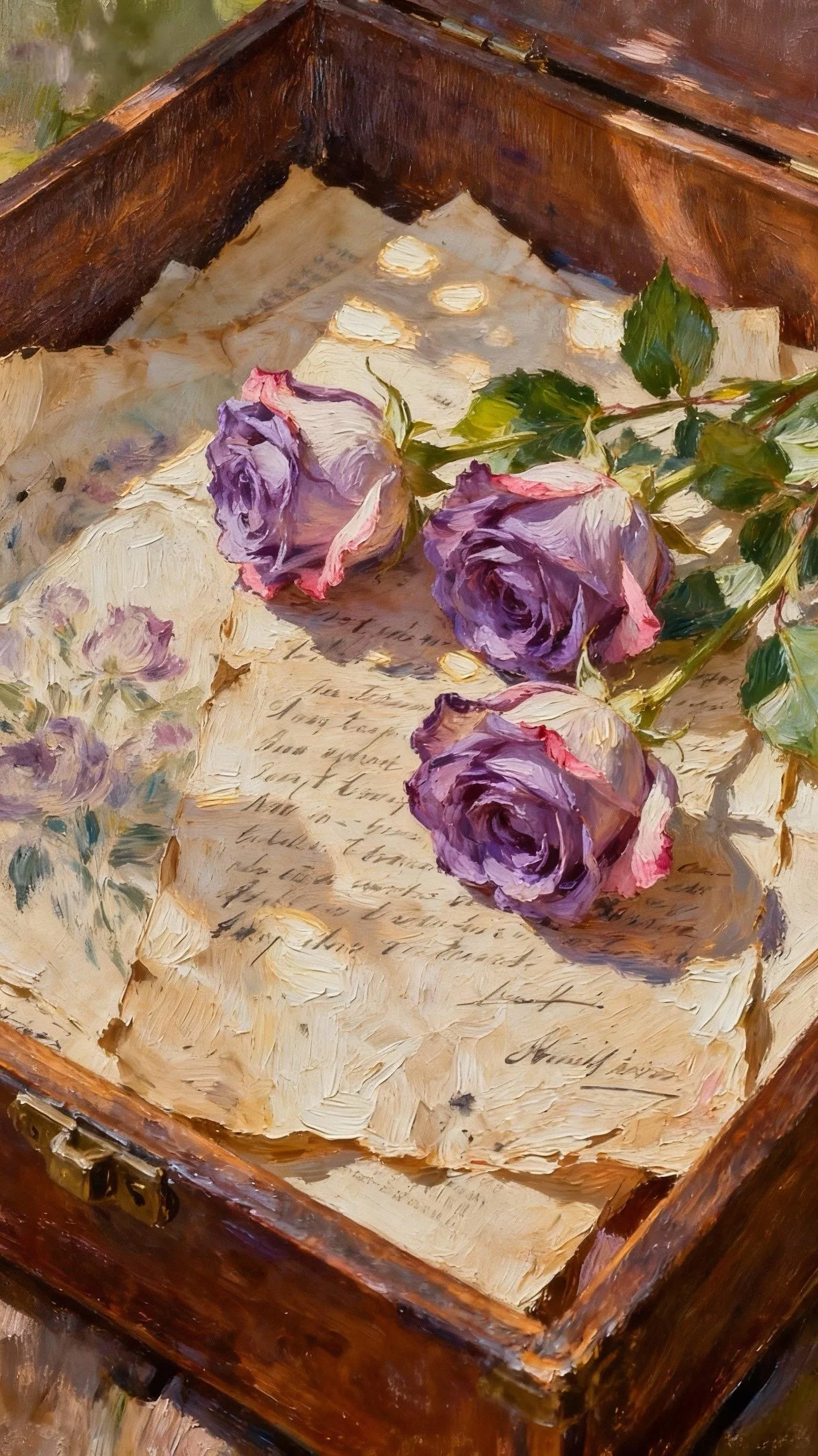 藏在木箱里的紫调心事 — Oil on canvas