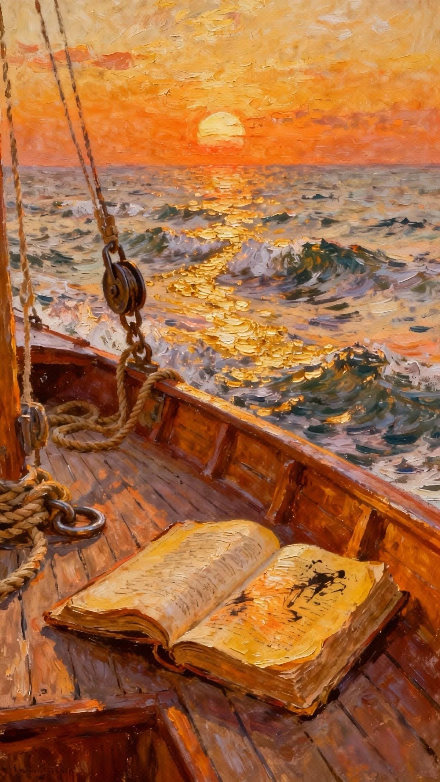 船舷上的落日诗 — Oil on canvas