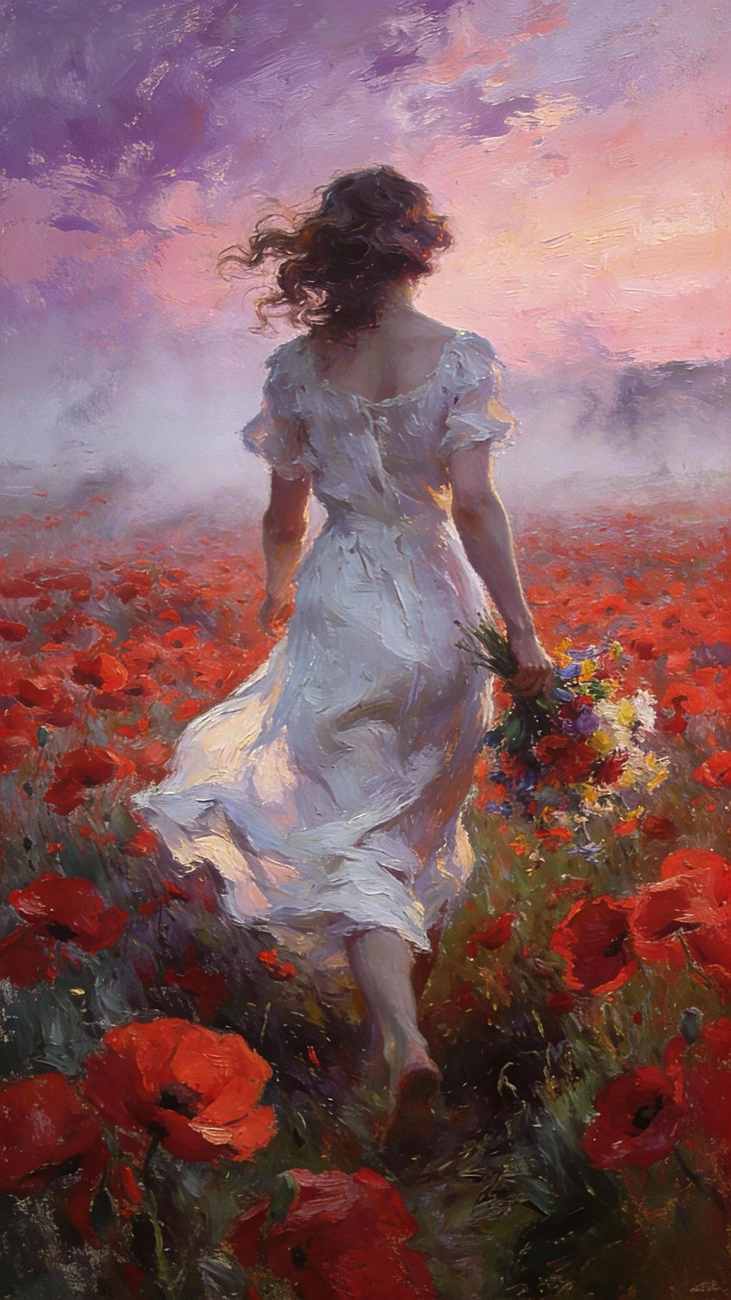 红浪里的白裙风 — Oil on canvas