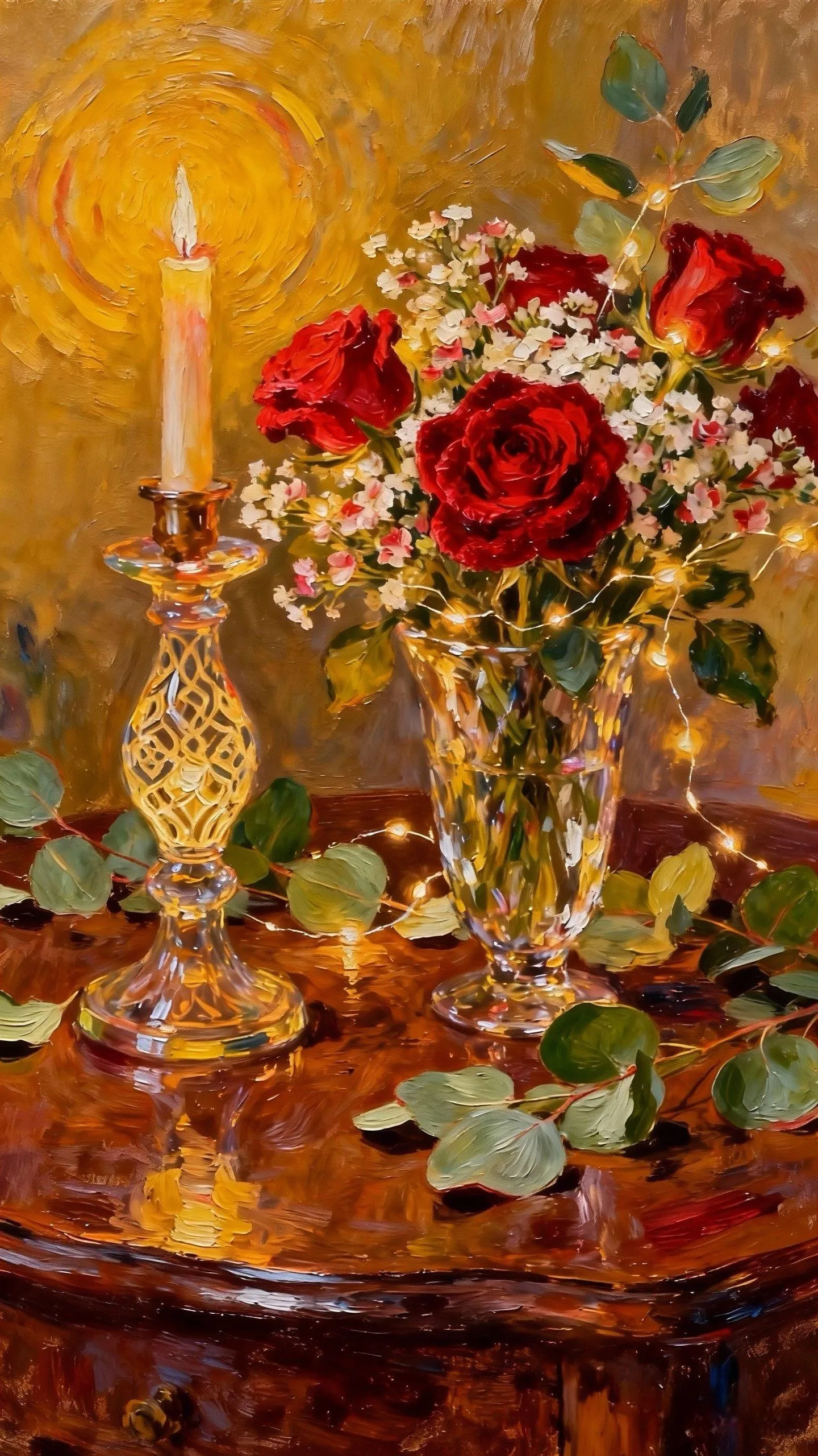 金烛与红玫的私语 — Oil on canvas