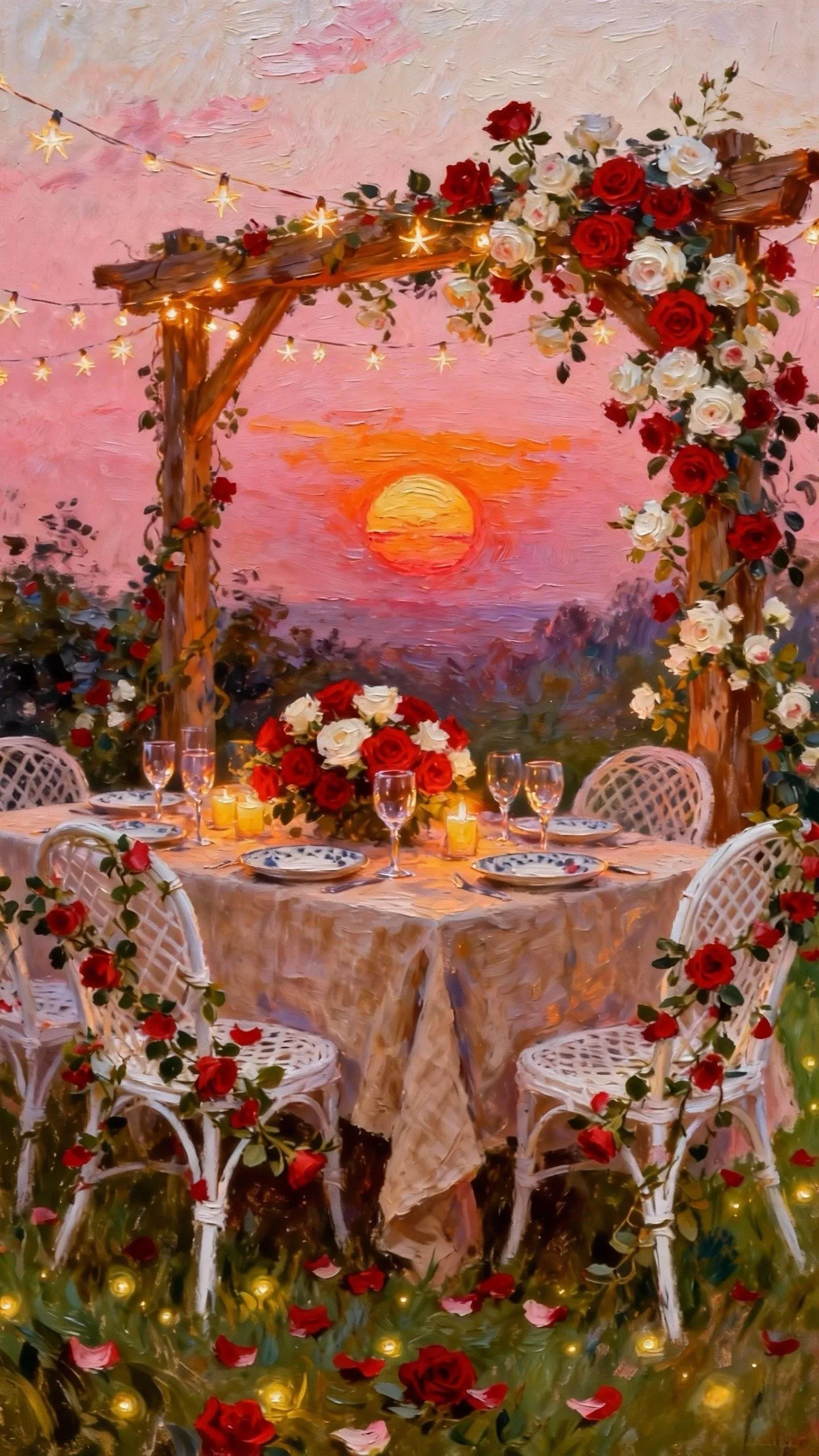 落日玫瑰宴 — Oil on canvas