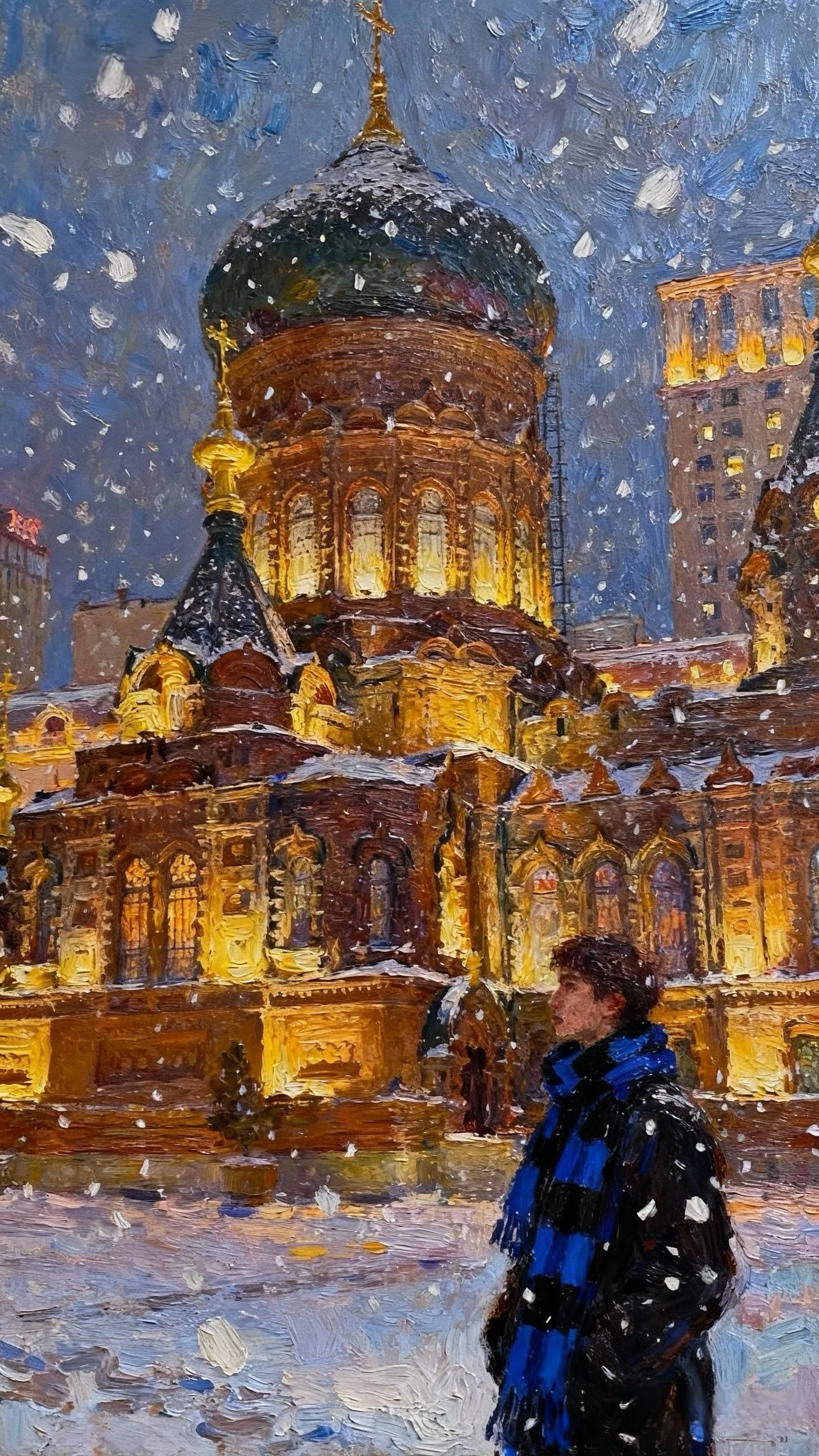 雪夜金穹的凝望 — Oil on canvas