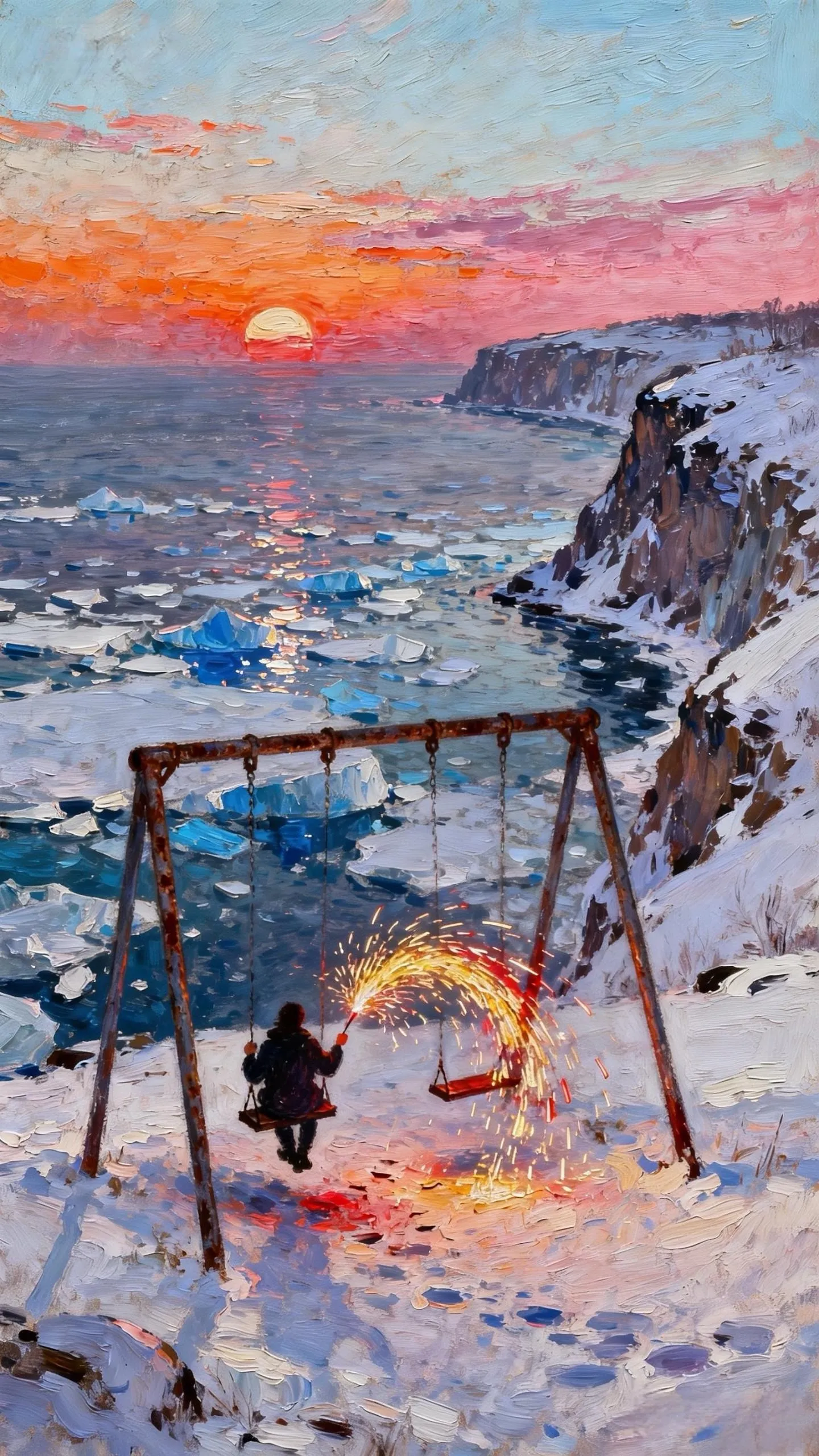 冰海落日的火花 — Oil on canvas