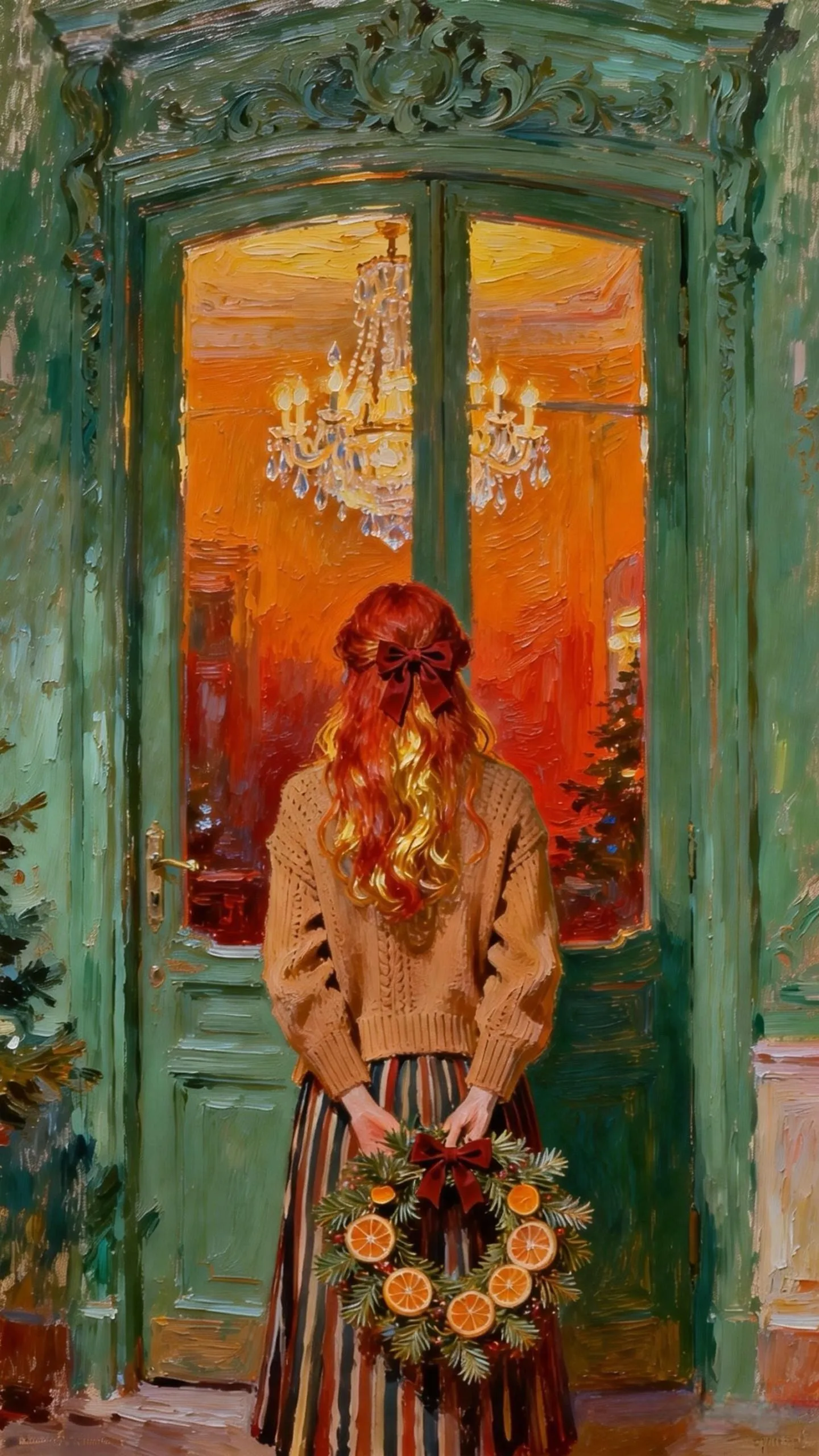 绿门暖室的圣诞序章 — Oil on canvas