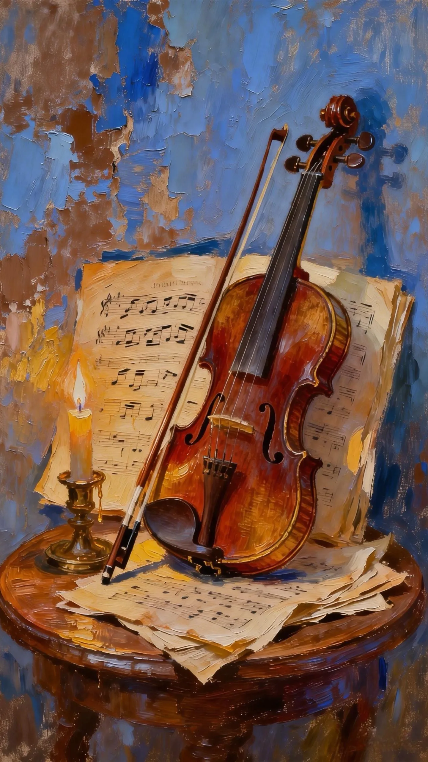 烛影琴音的浪漫 — Oil on canvas