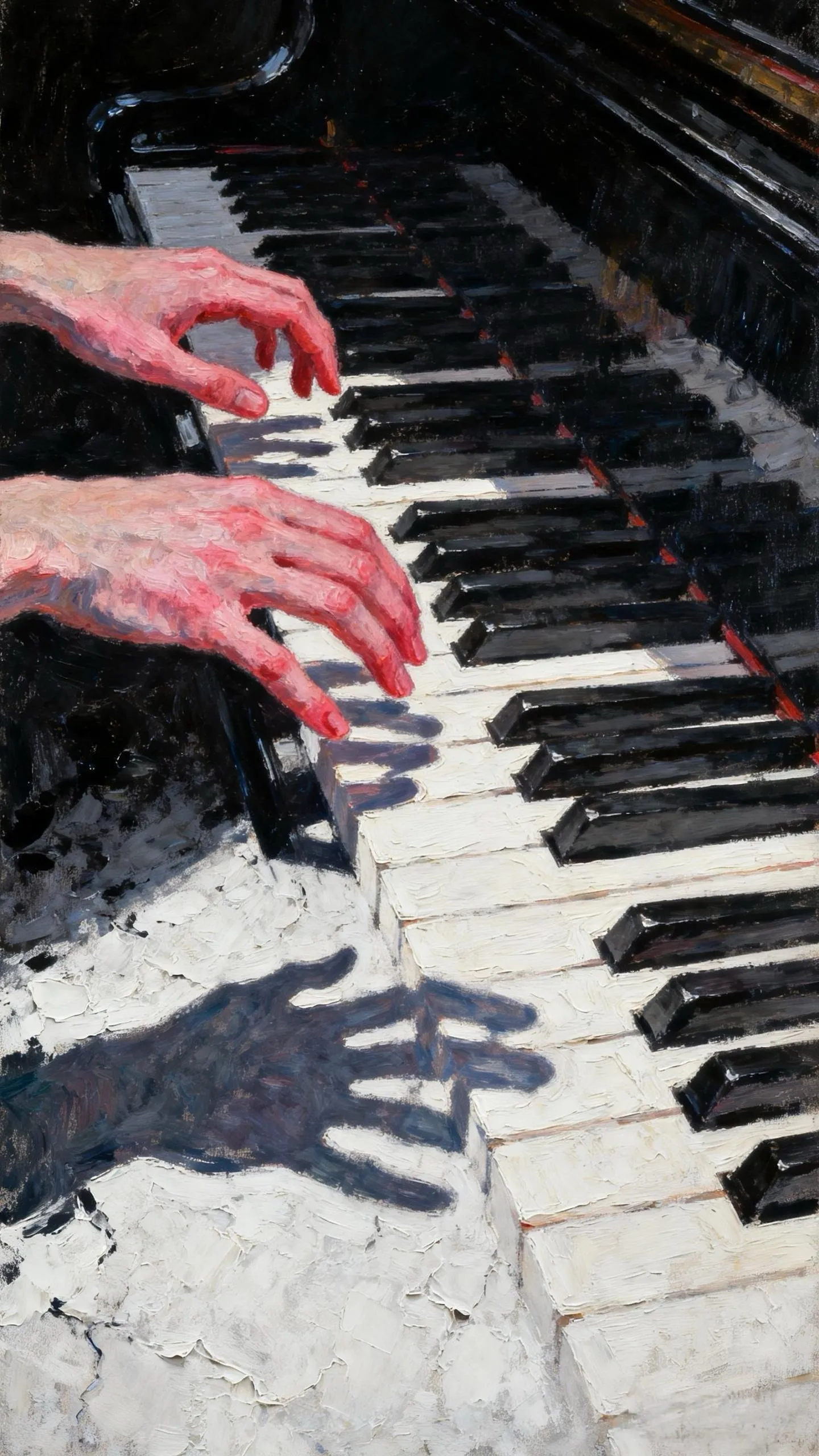 指影与琴音的共舞 — Oil on canvas
