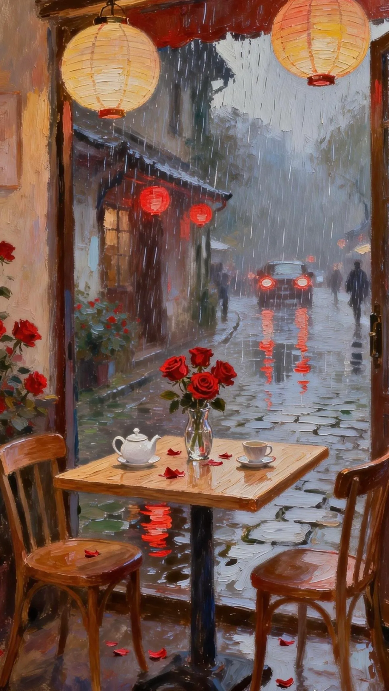 雨巷空桌 — Oil on canvas