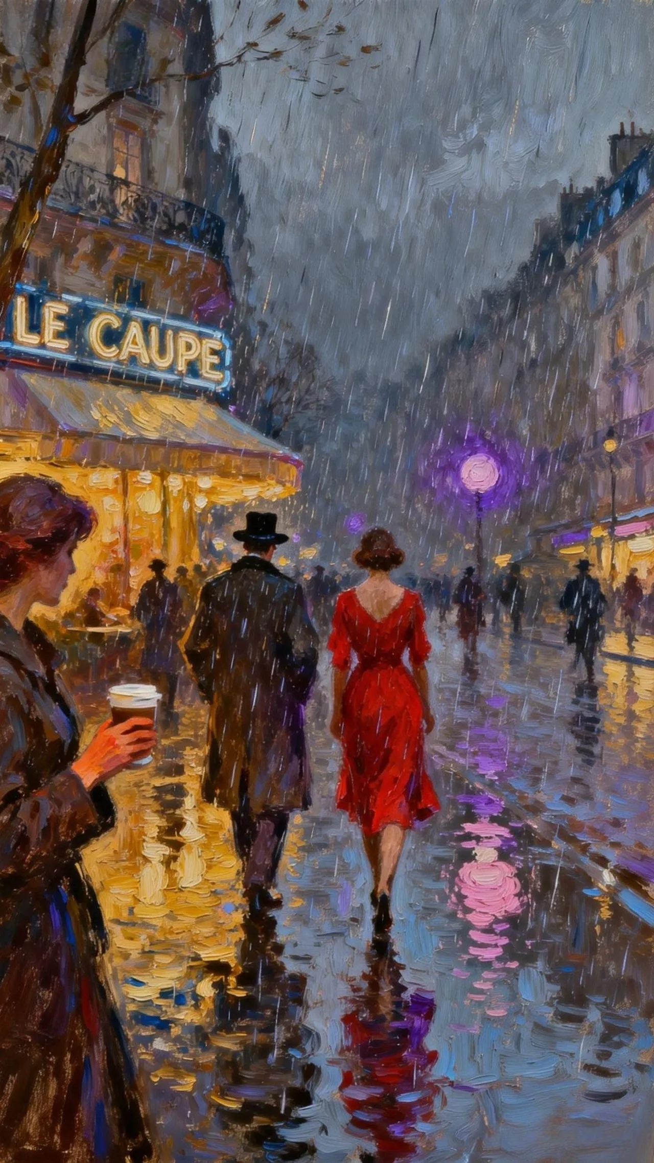 雨街追影 — Oil on canvas