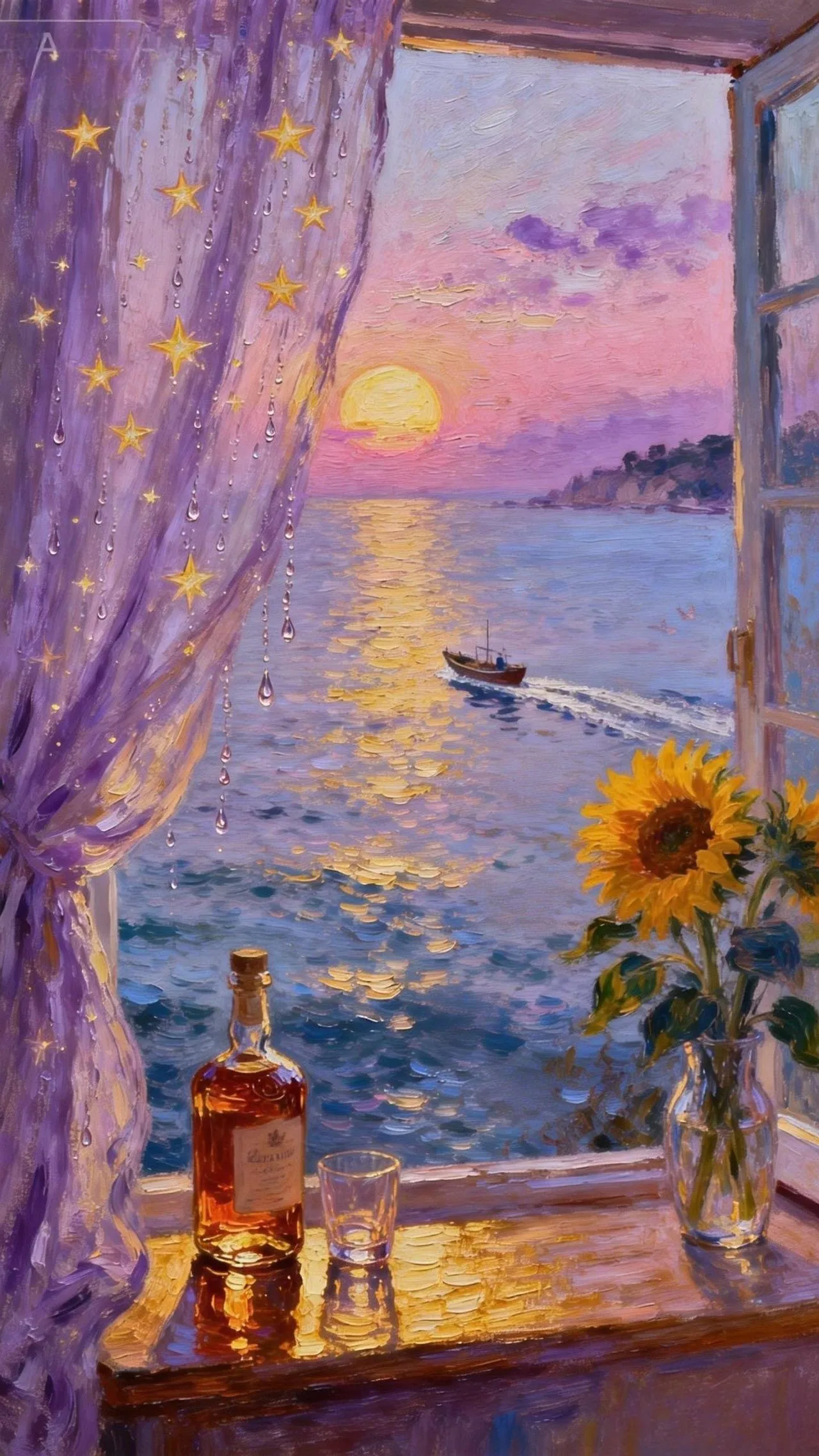 星落窗台 — Oil on canvas