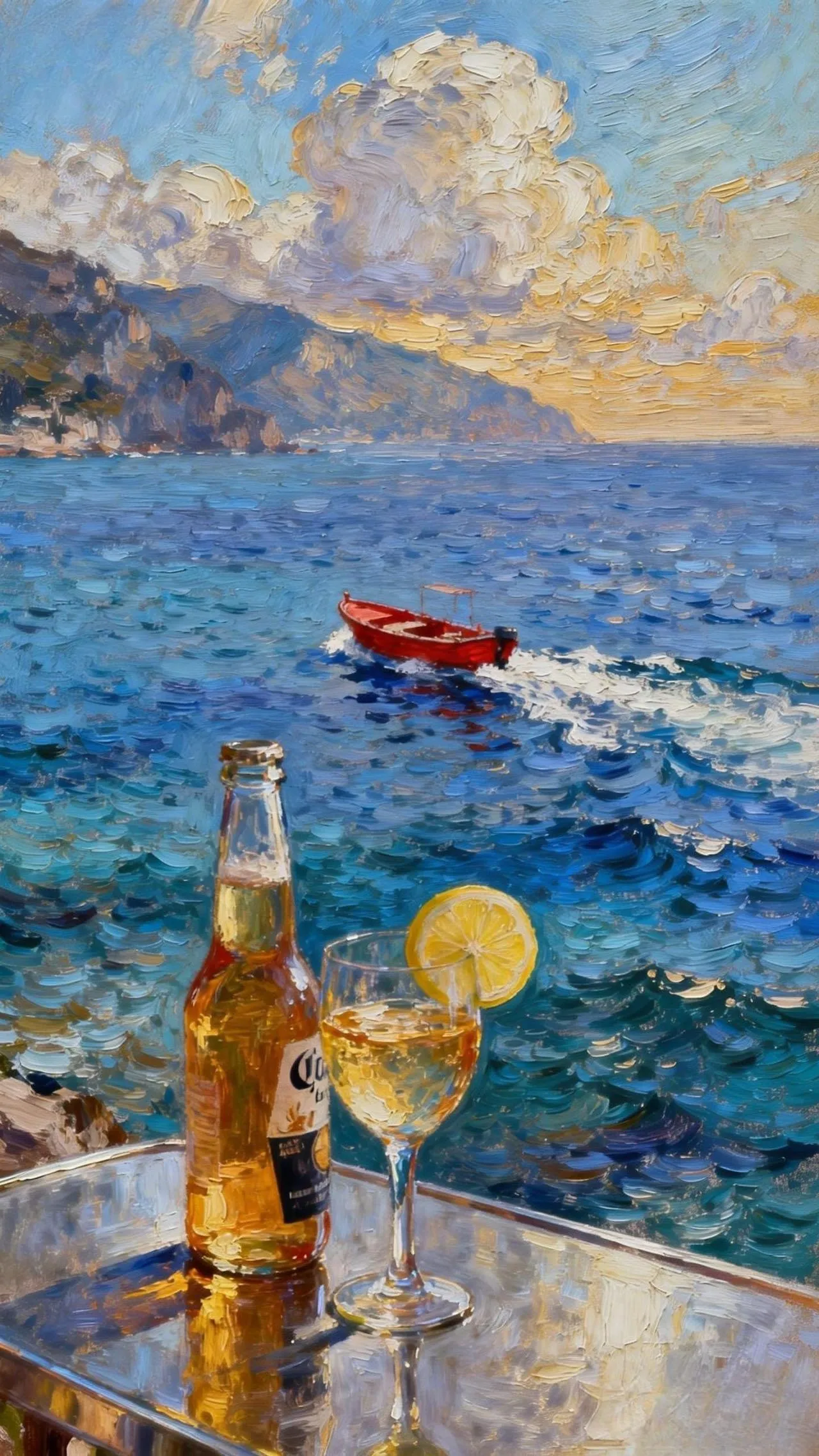 海与柠檬酒 — Oil on canvas