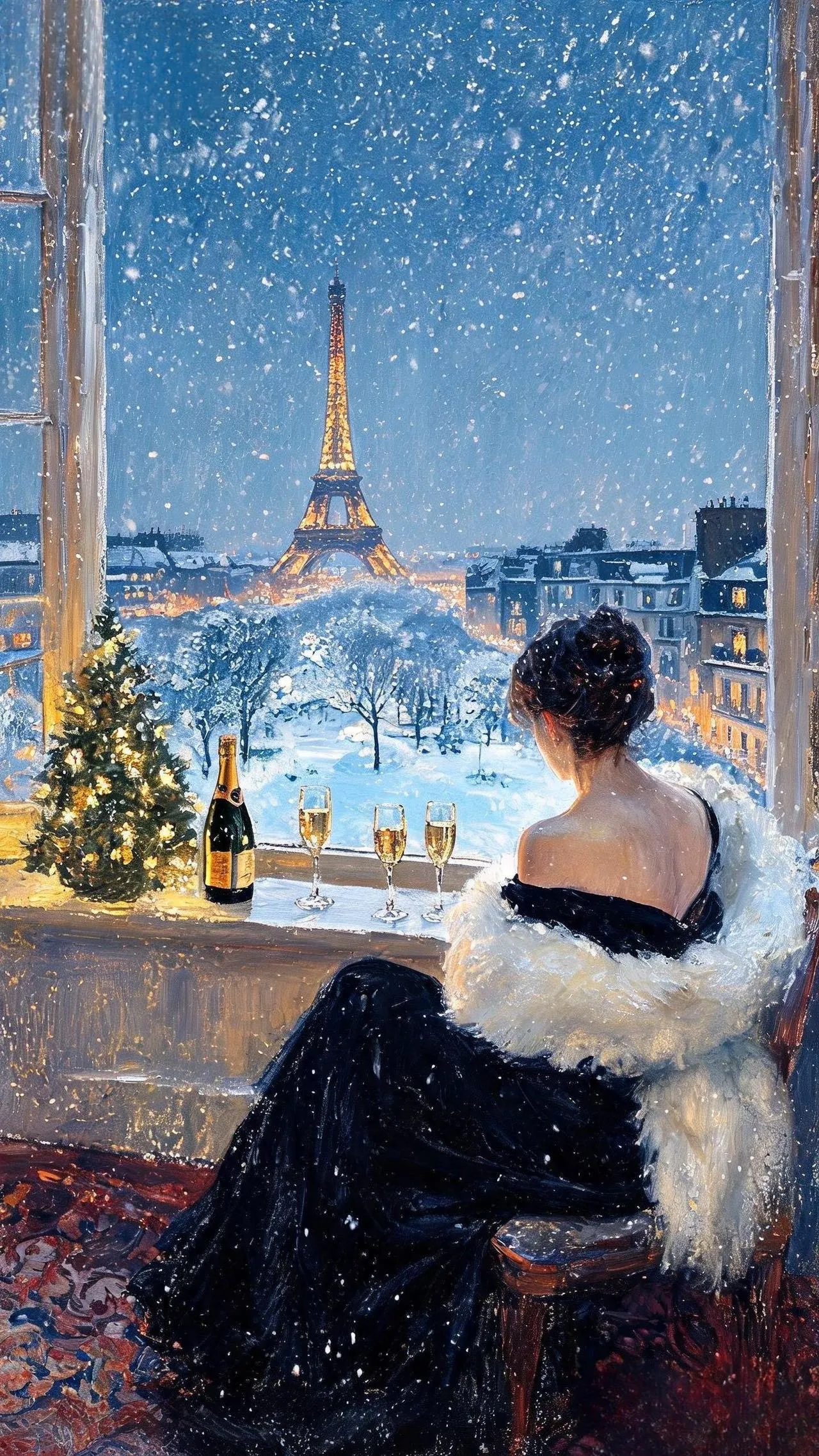 雪夜巴黎 — Oil on canvas