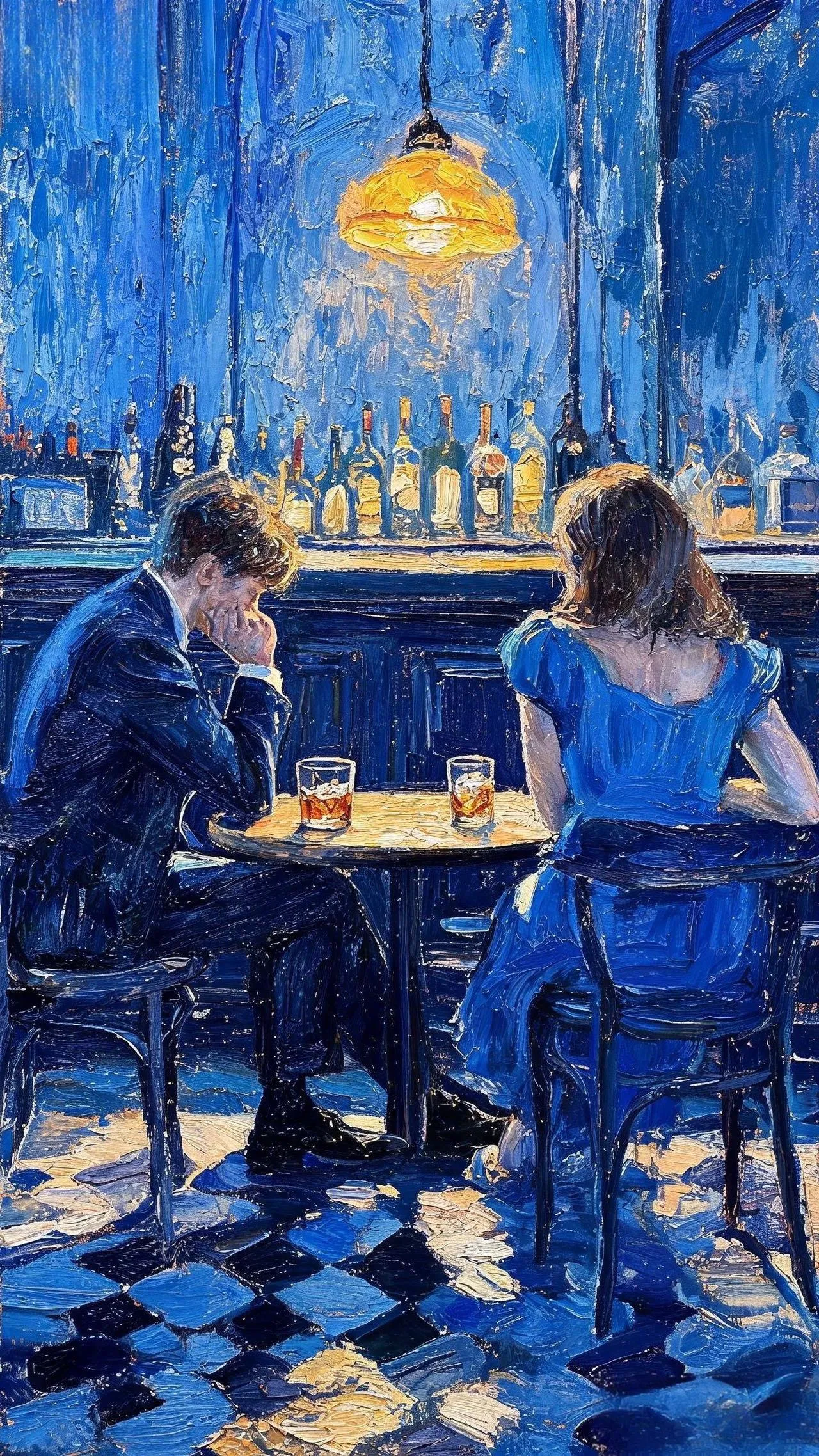 蓝调酒馆 — Oil on canvas