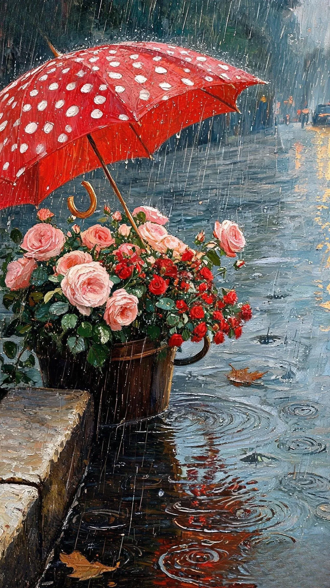 冷雨一遍遍拍打街巷 — Oil on canvas