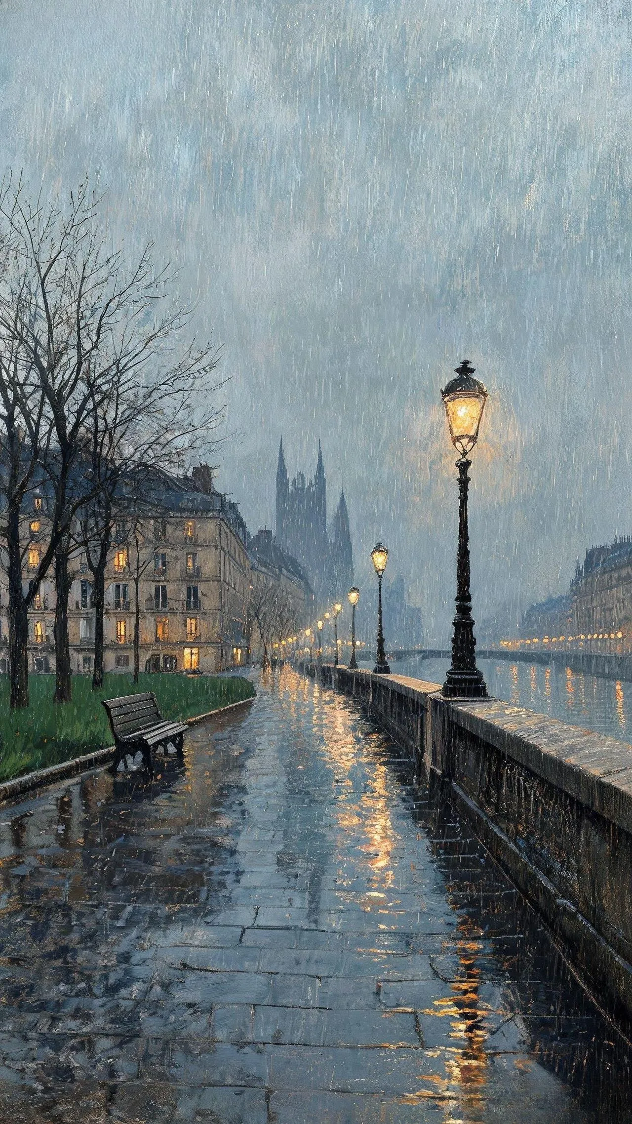 巴黎雨岸 — Oil on canvas